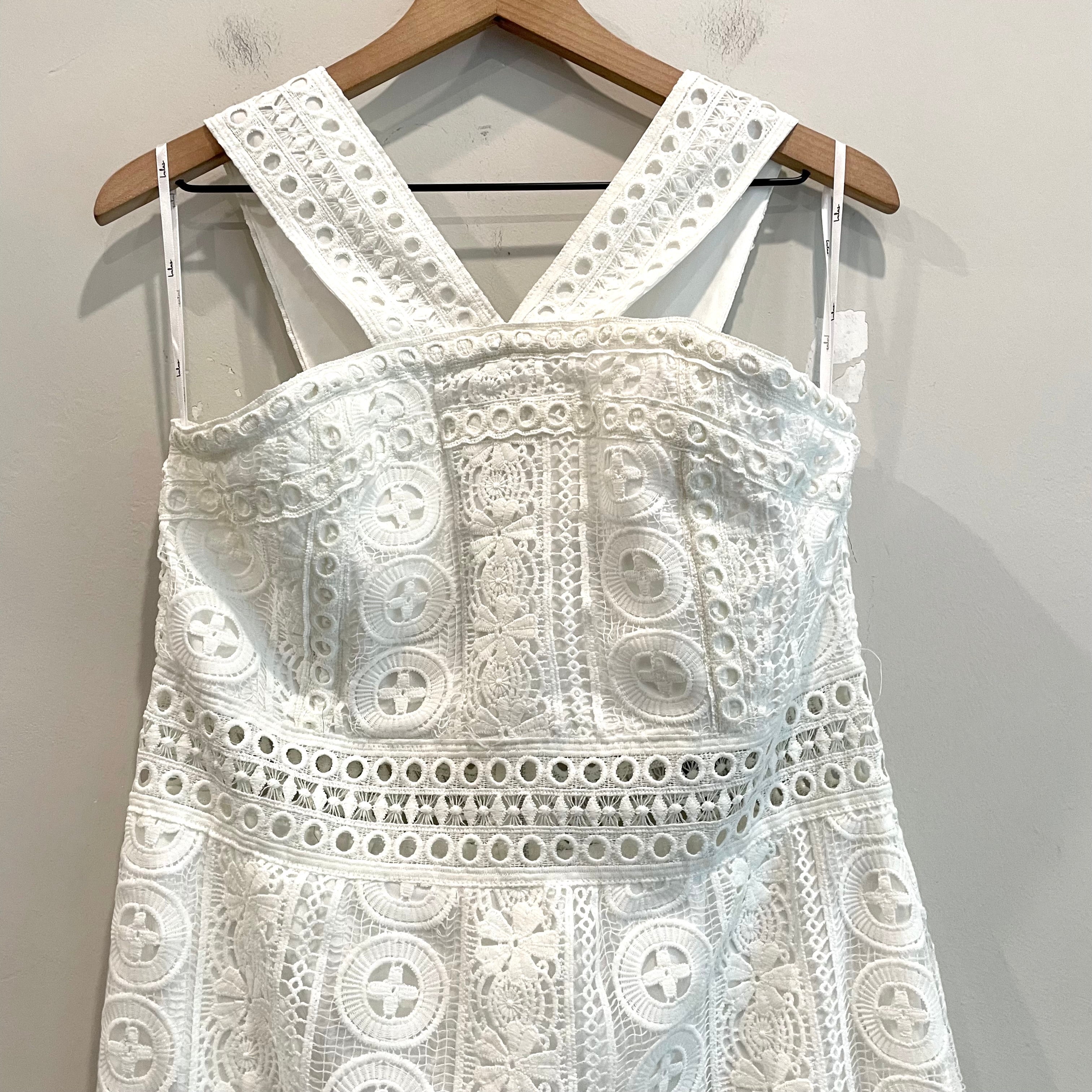 Crochet Overlay Midi Dress