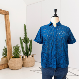 Eyelet Button Down Top