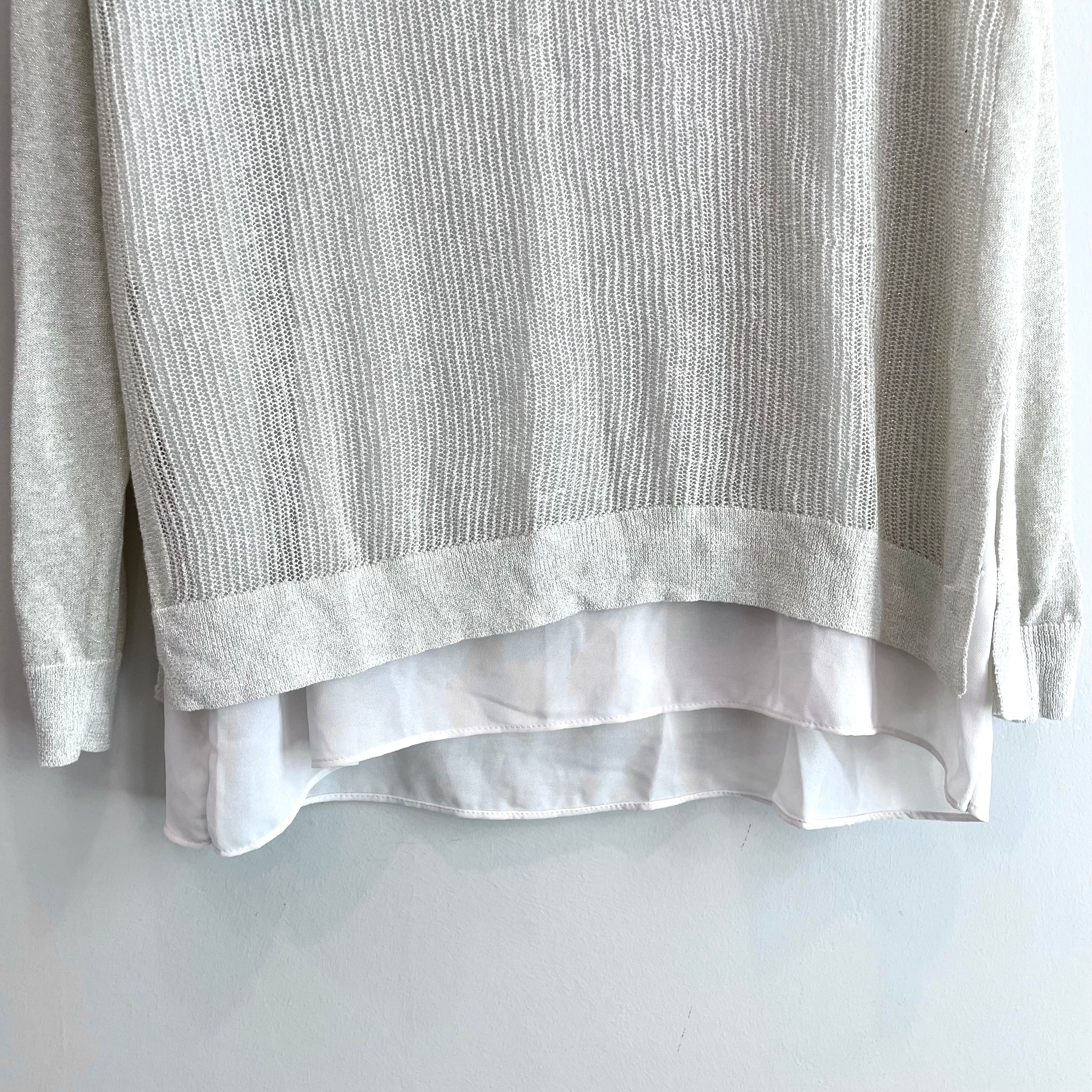 Open Knit Overlay Sweater