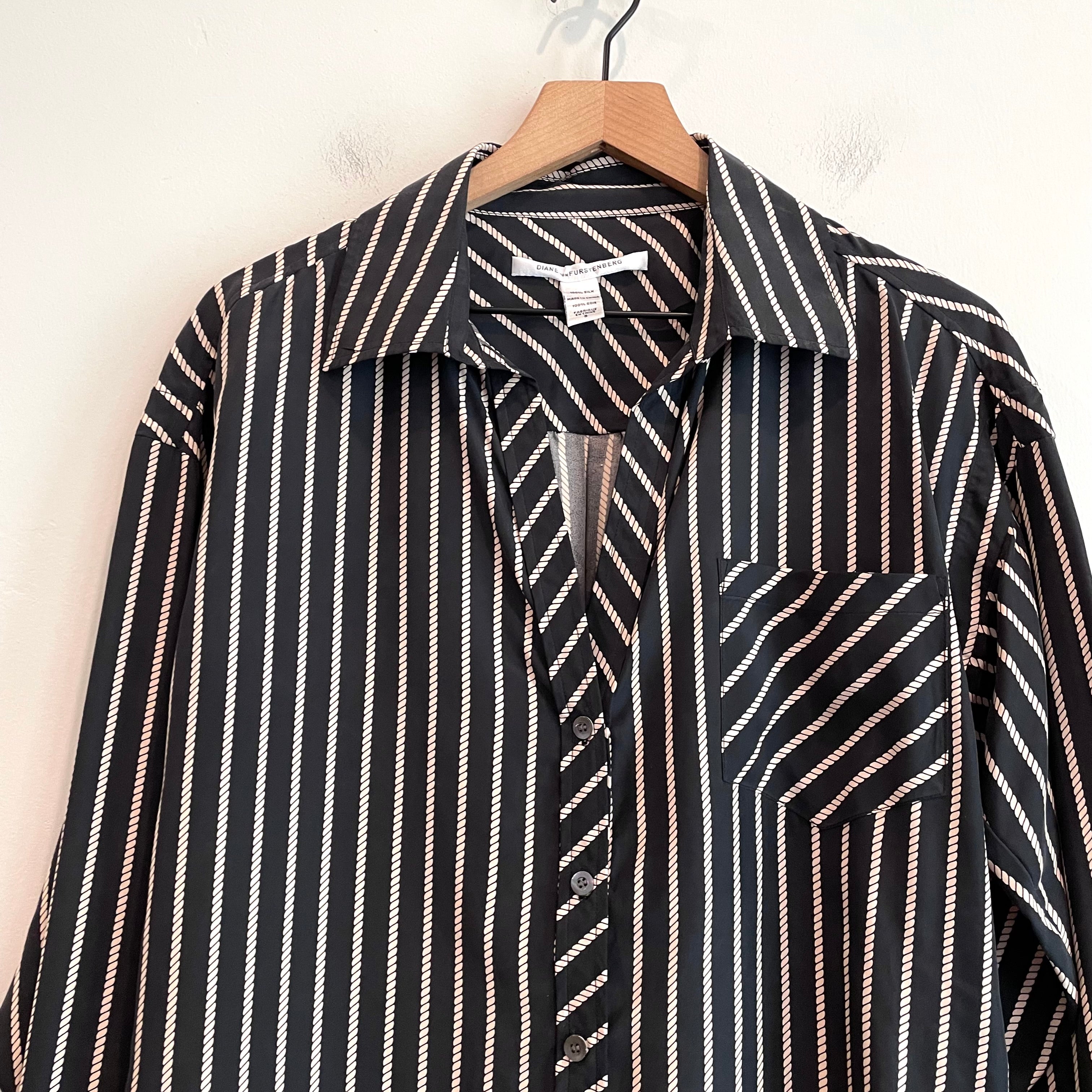 Striped Button Down Silk Shirt