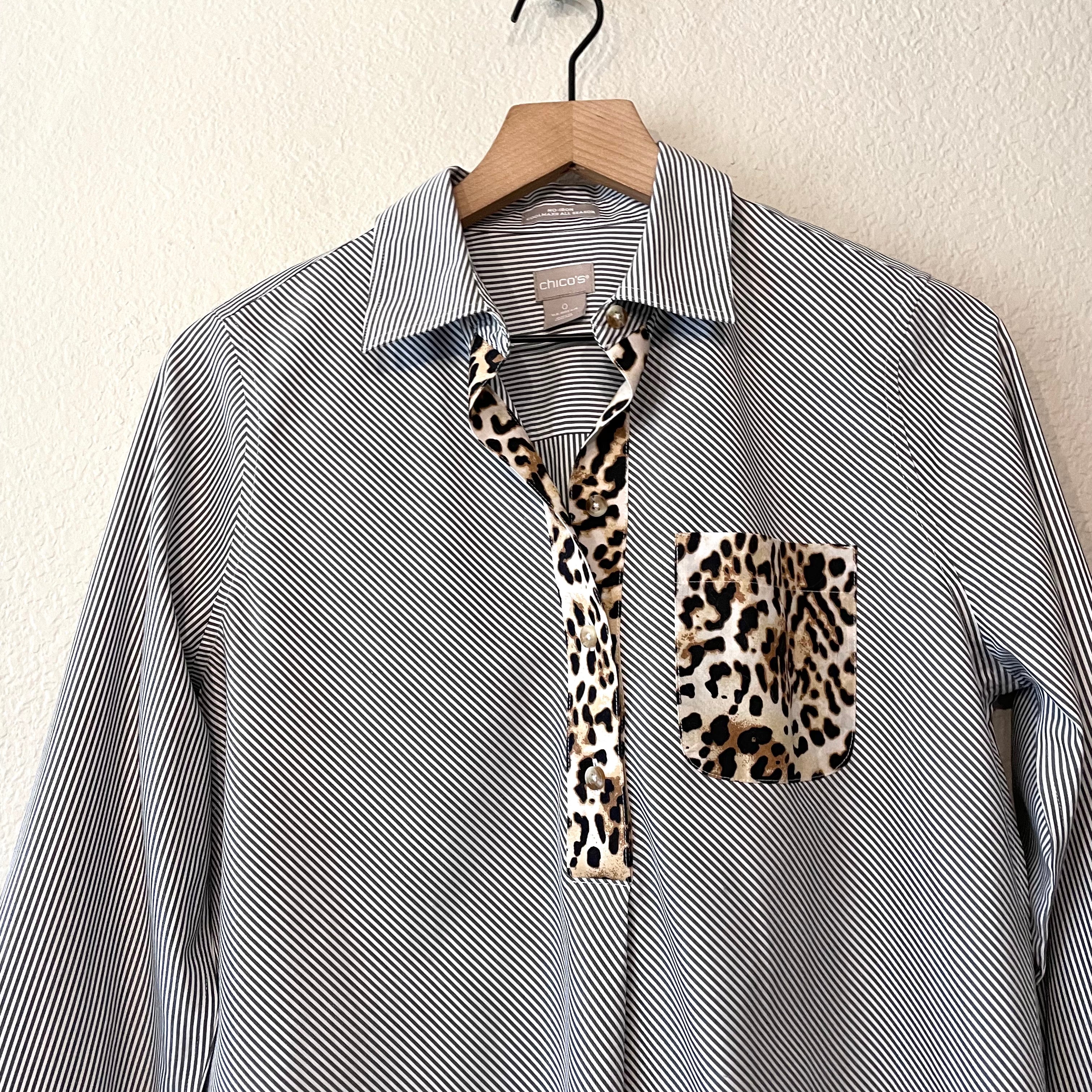 Striped Leopard Popover Top