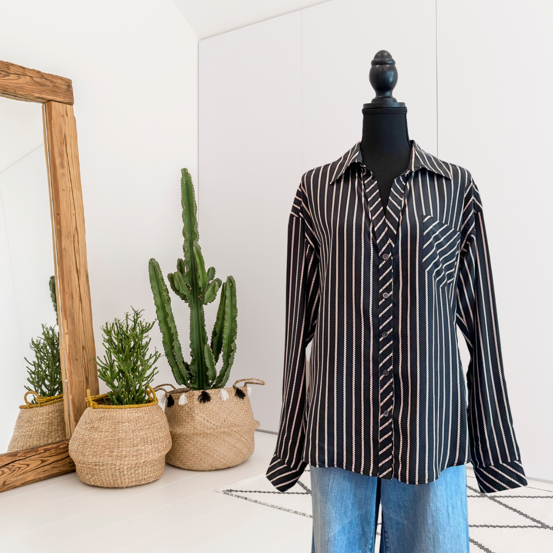 Striped Button Down Silk Shirt