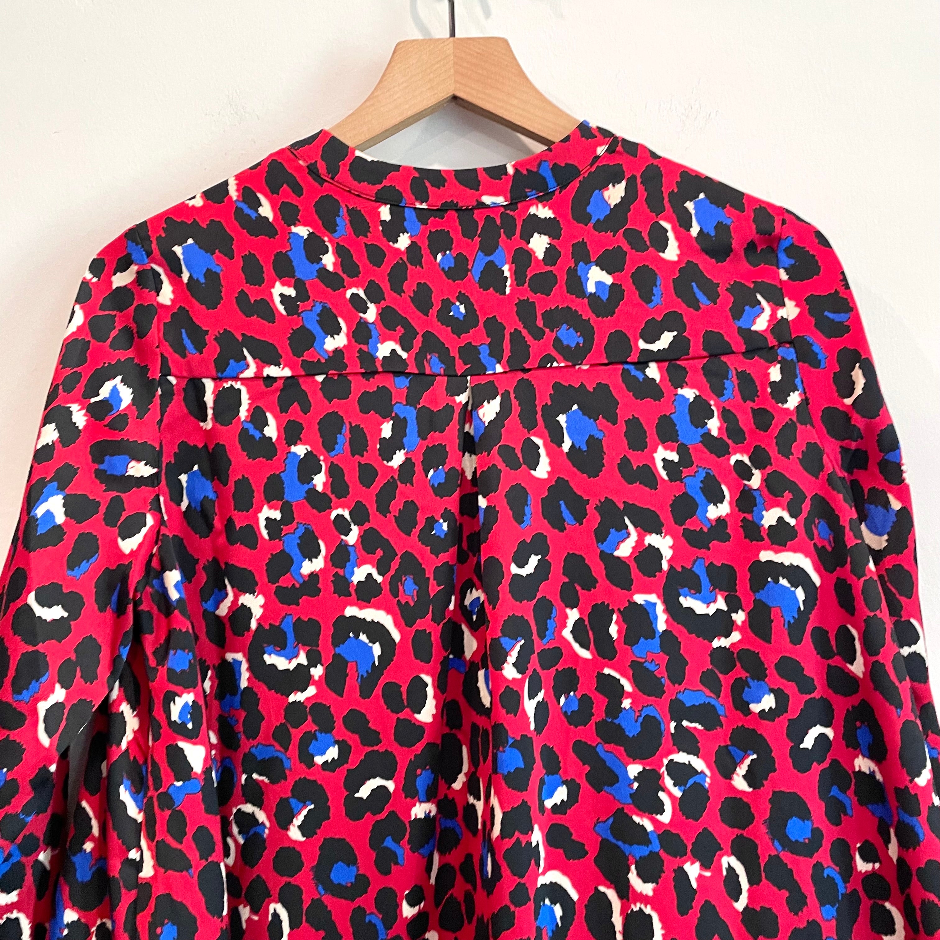 Leopard High Low Hem Button Down Top