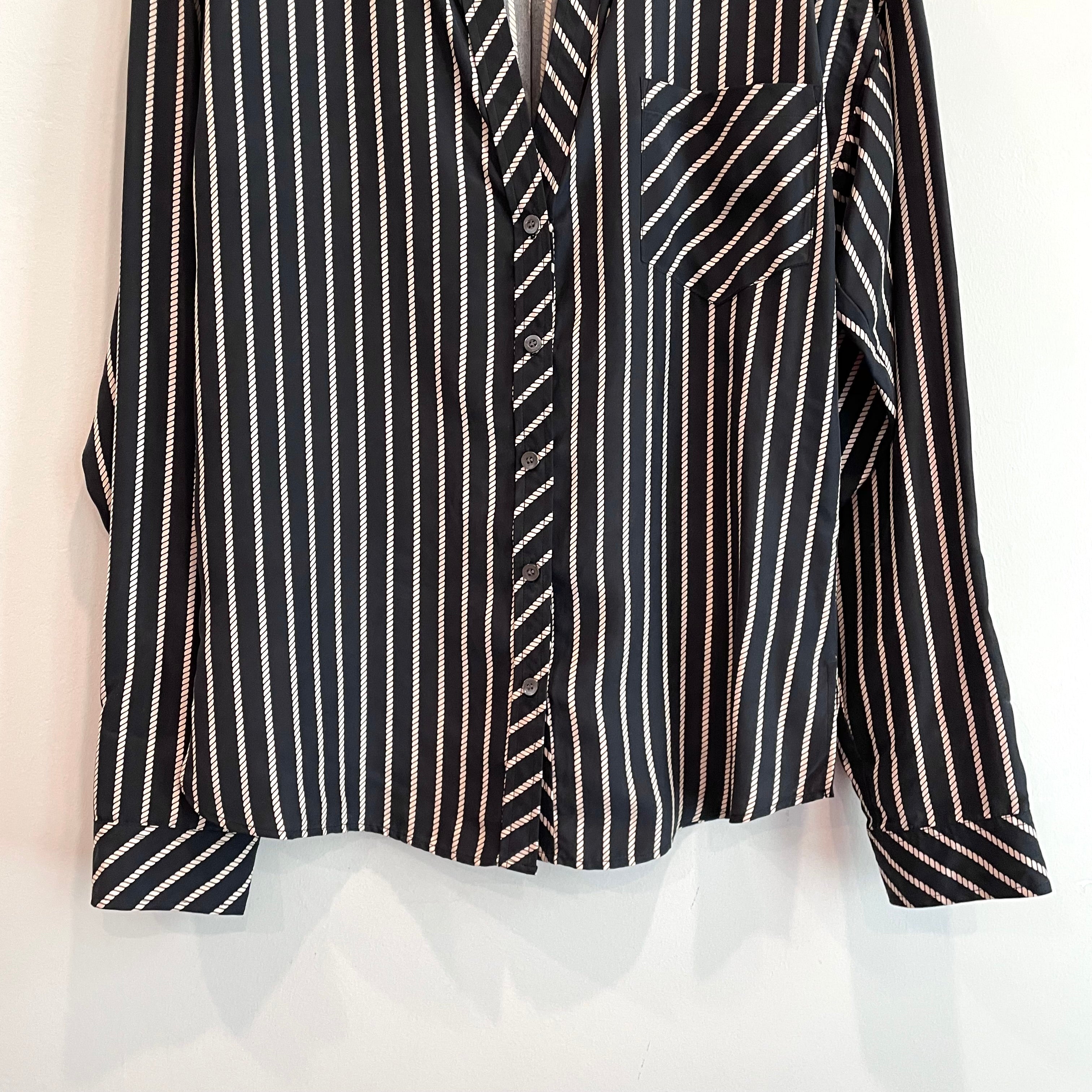 Striped Button Down Silk Shirt