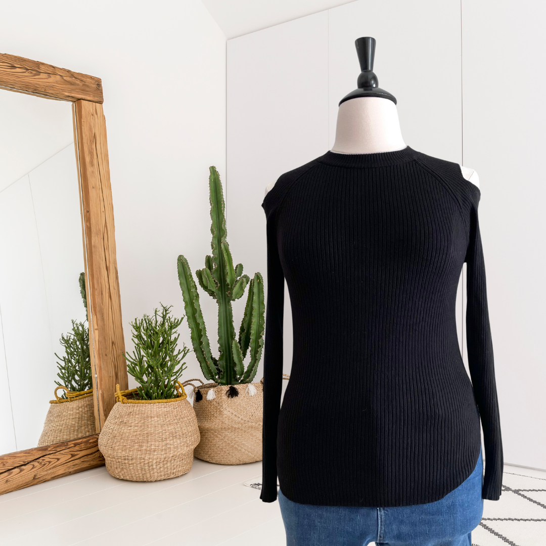 Cold Shoulder Ribbed Sweater