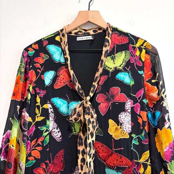 Butterfly Leopard Silk Dress