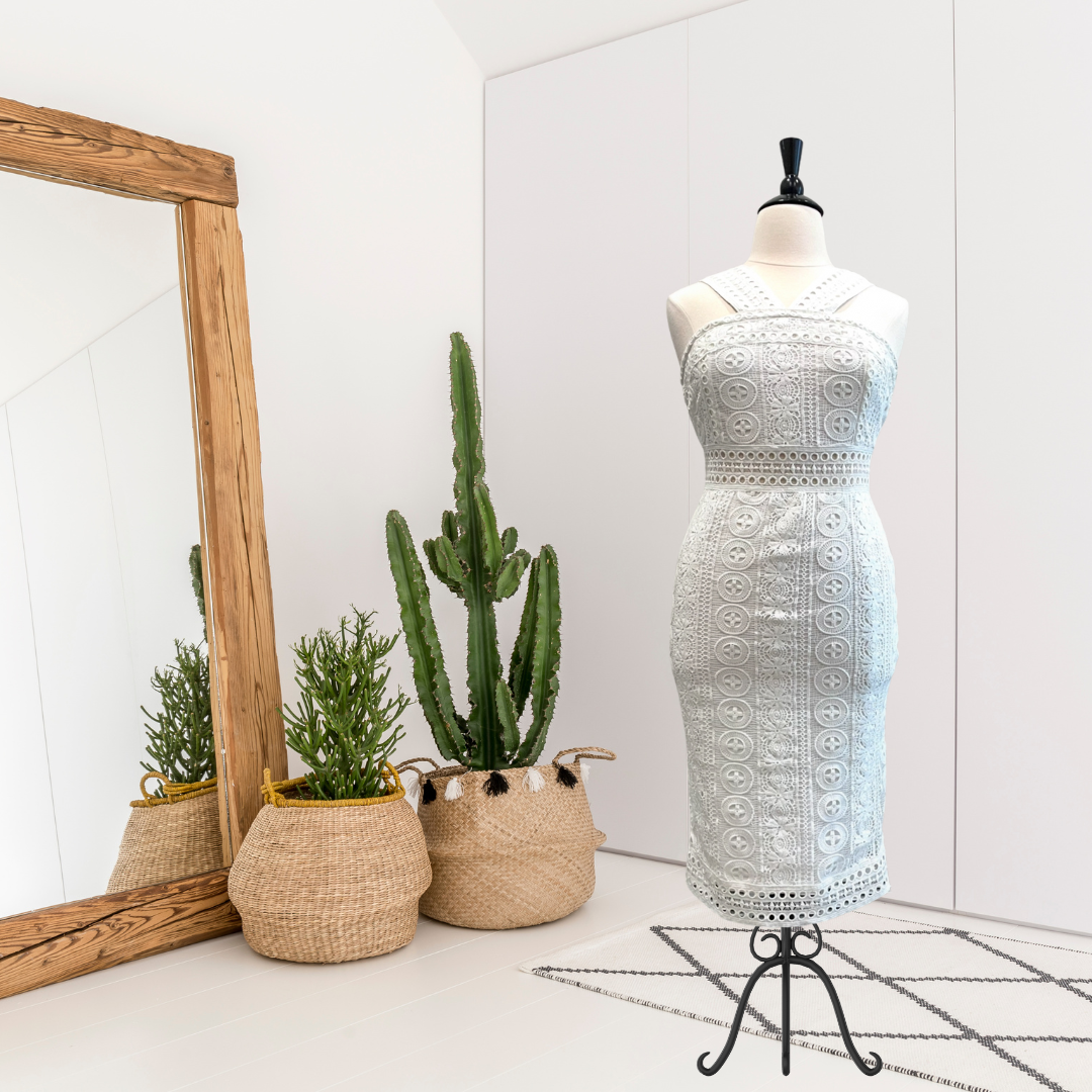 Crochet Overlay Midi Dress