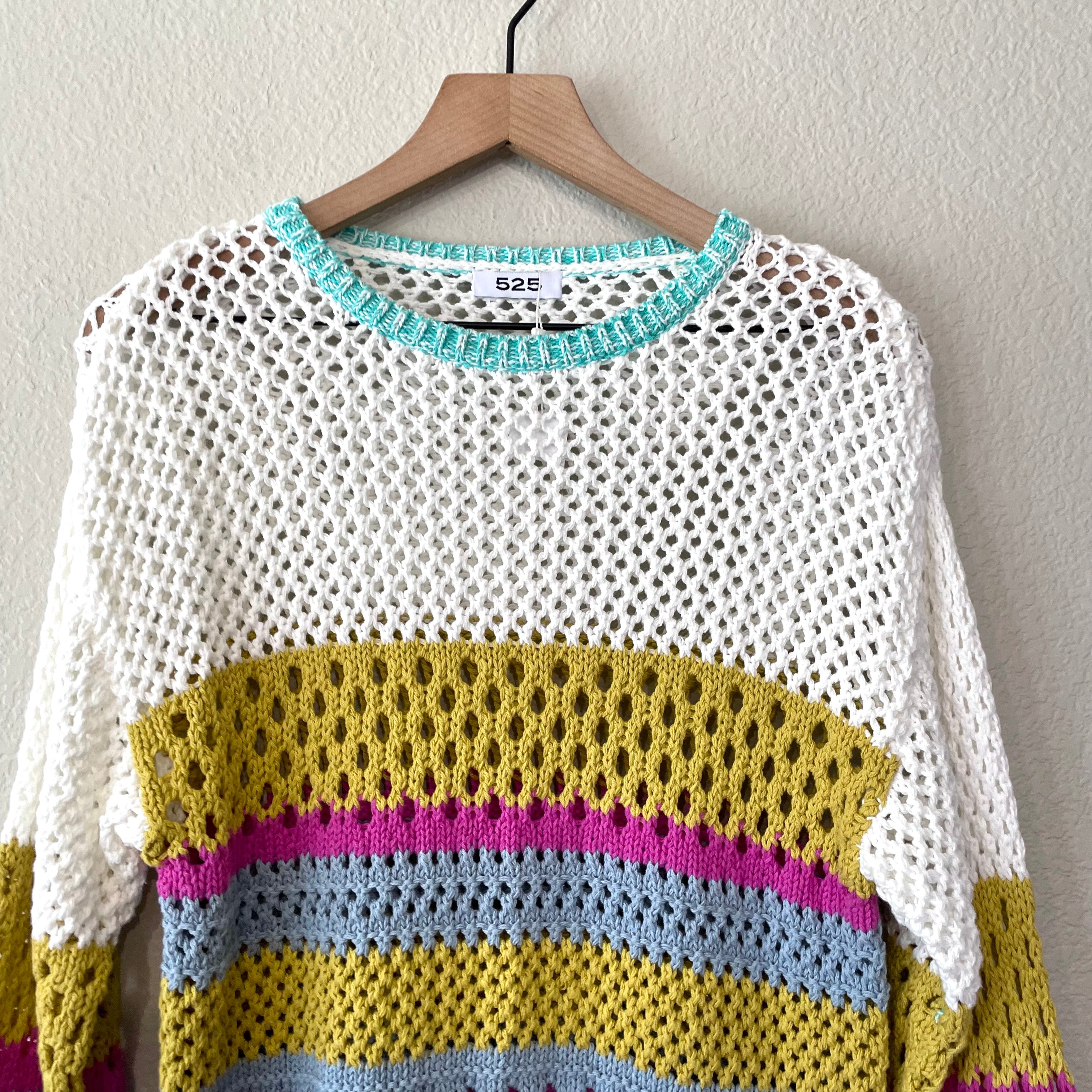 Striped Open Knit Sweater