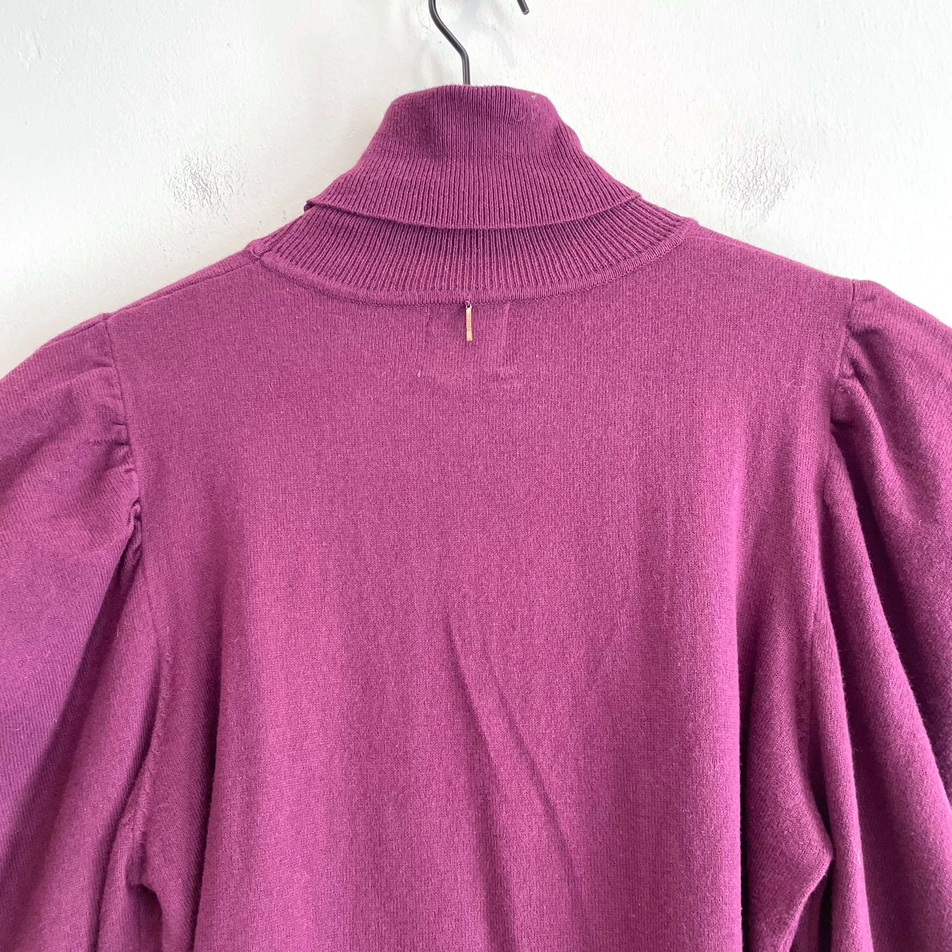 Puff Shoulder Turtleneck Sweater