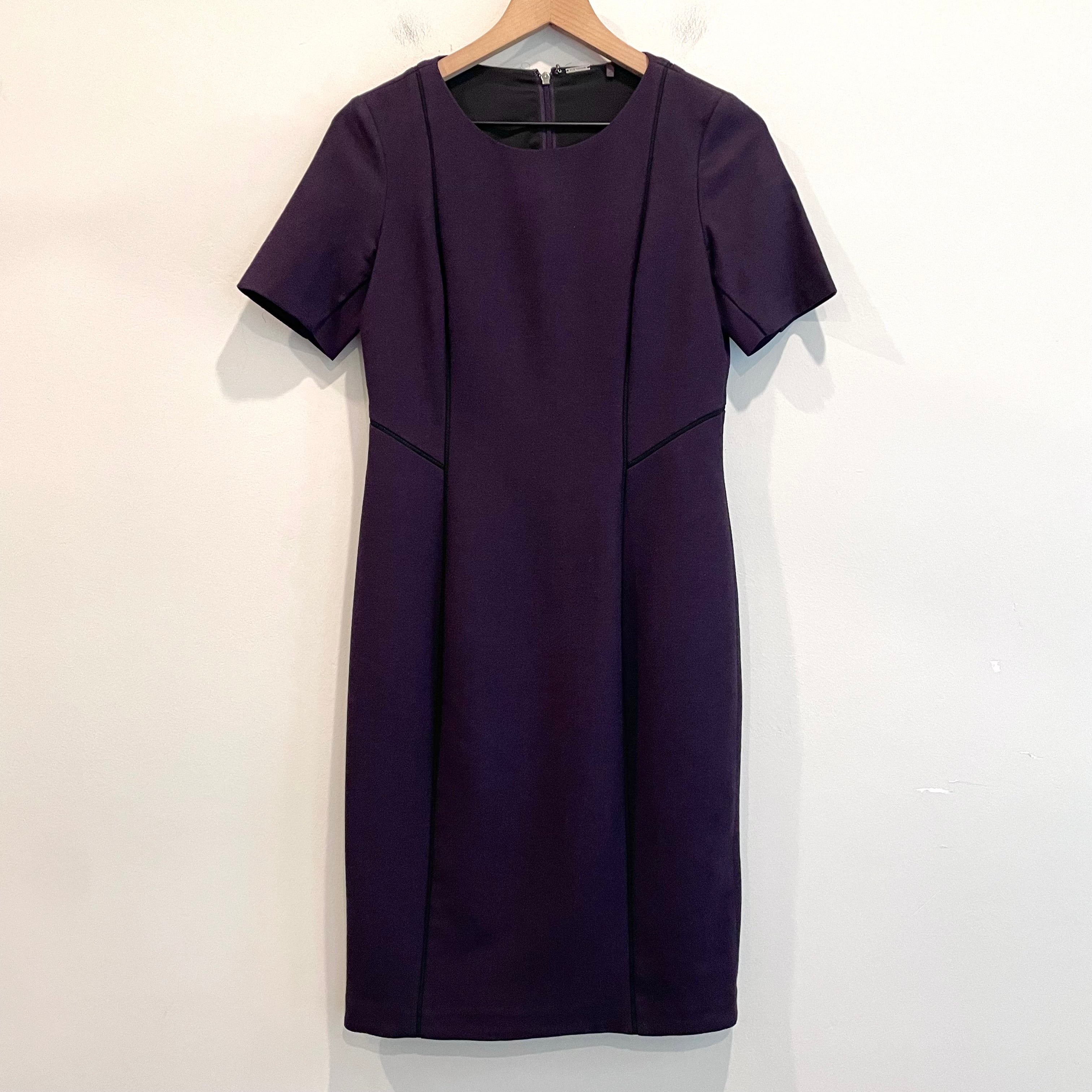 Short Sleeve Wool Blend Sheath Dress