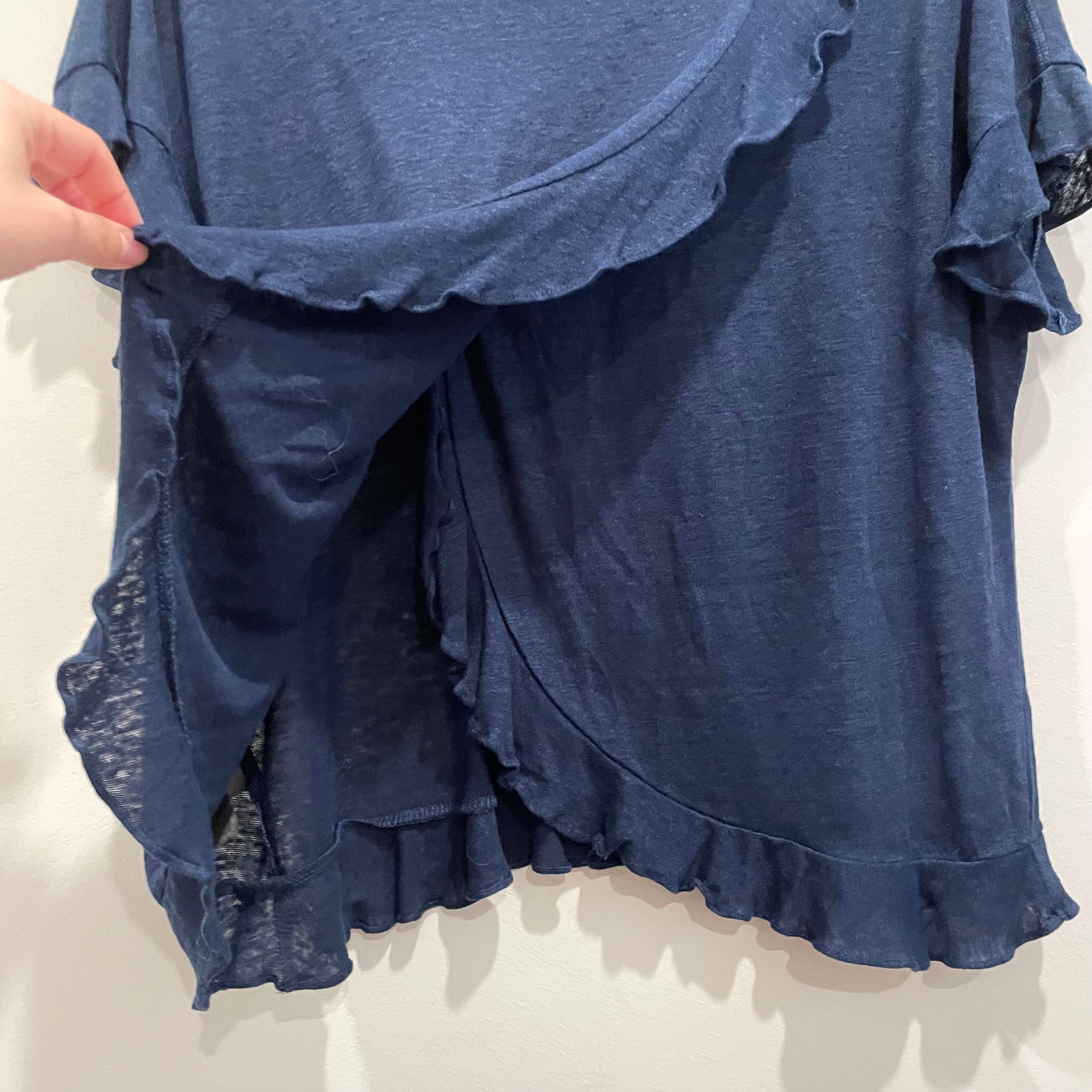 Ruffle Crossover Linen Top