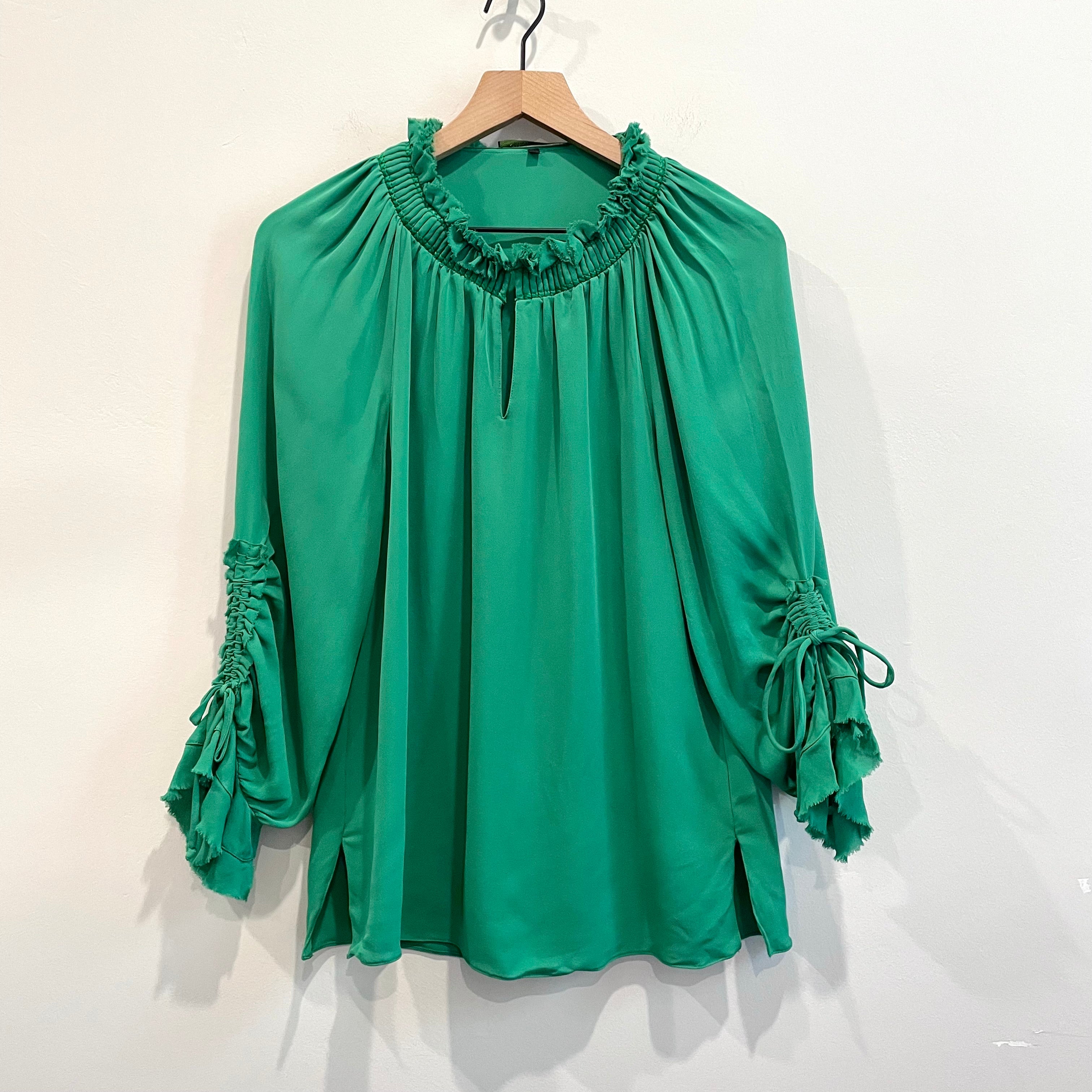 Silk Ruched Sleeve Top