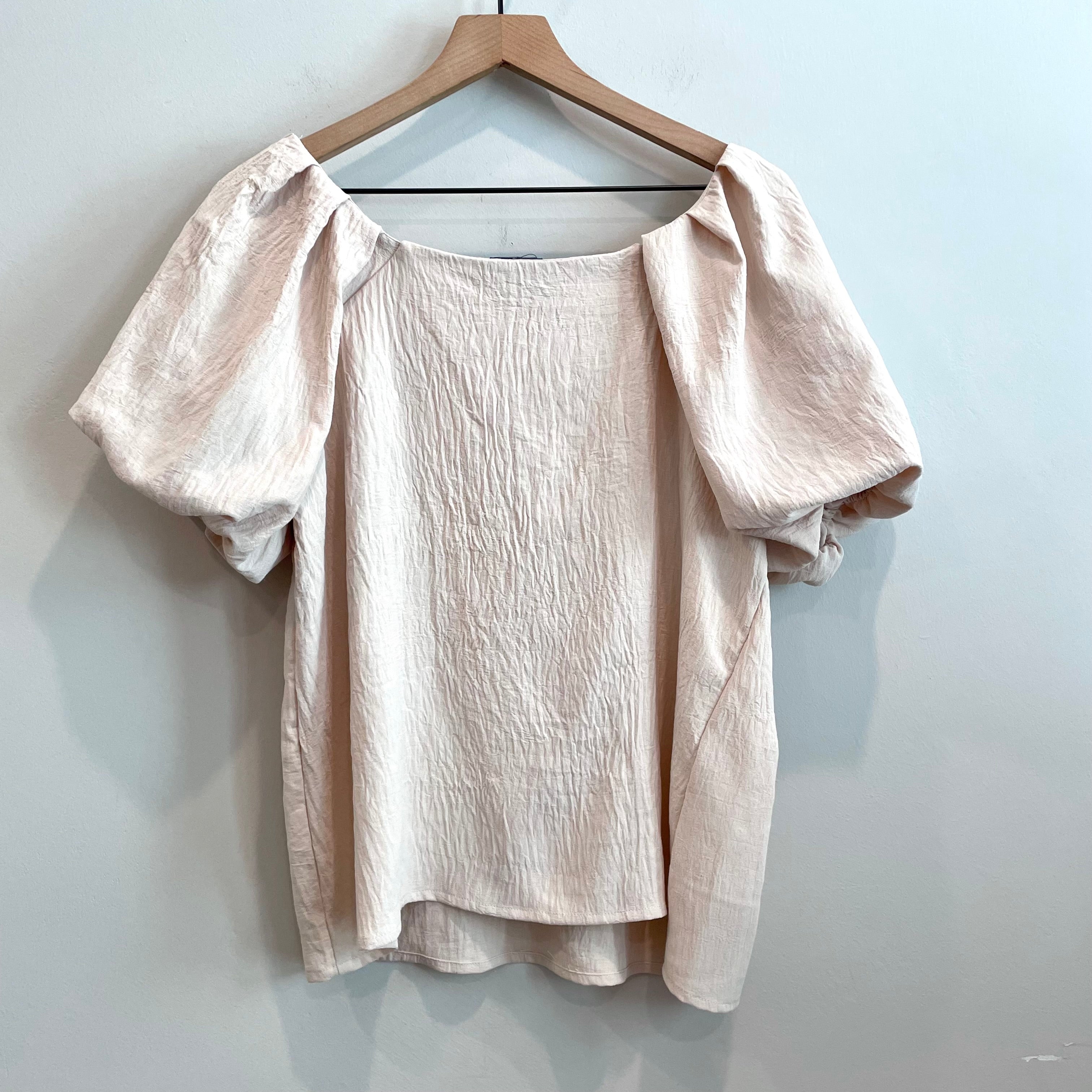 Puff Sleeve Crinkle Top