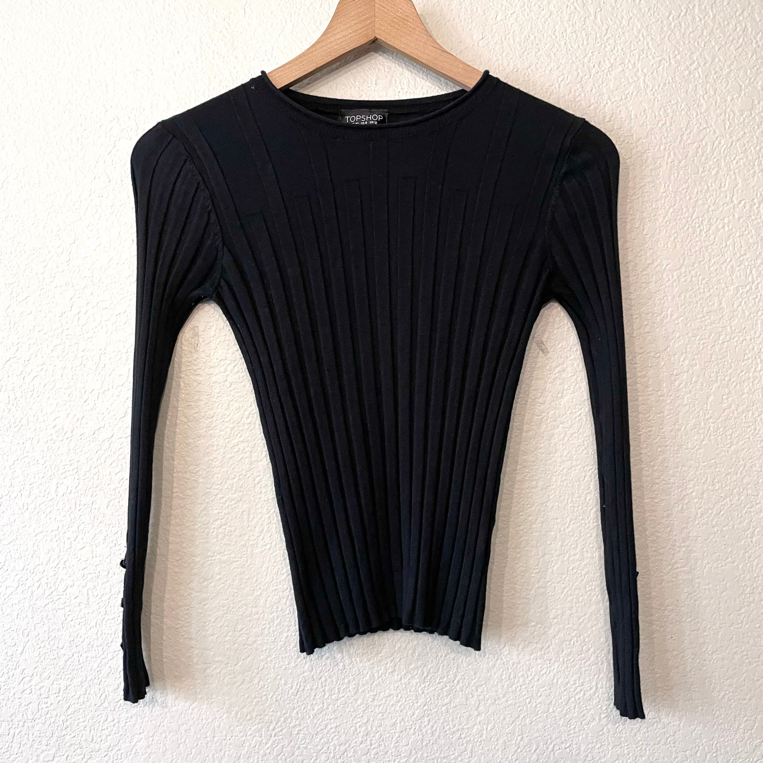 Ribbed Stud Sleeve Sweater