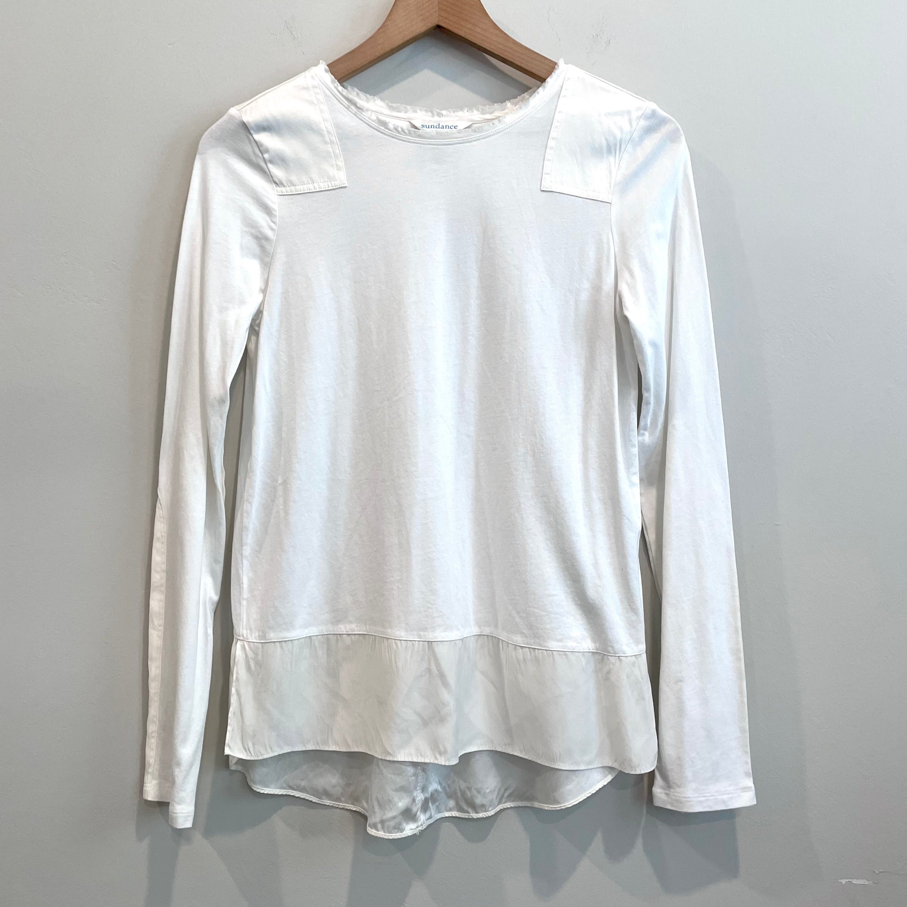 Silk Trim Long Sleeve Top