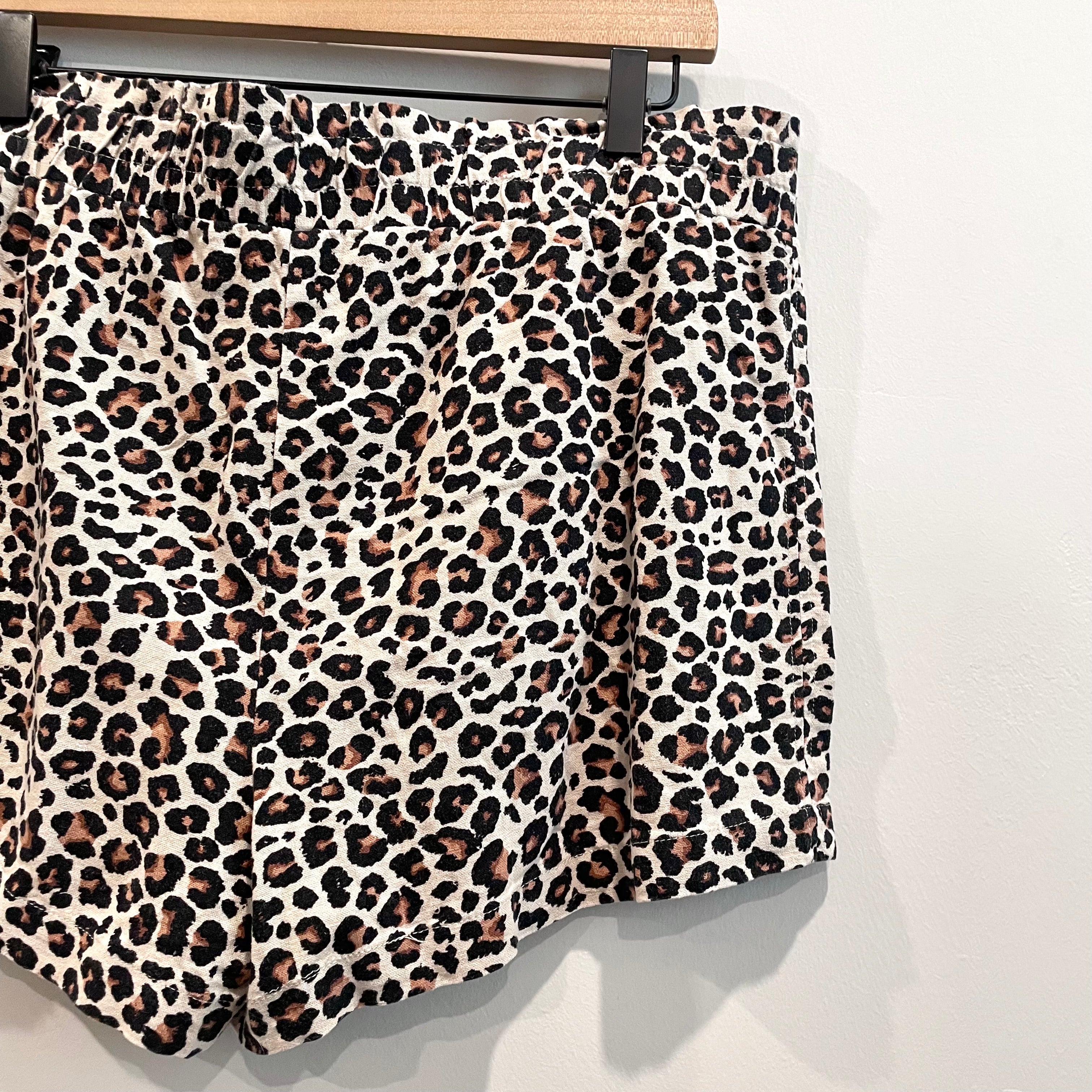 Linen Leopard Print Shorts