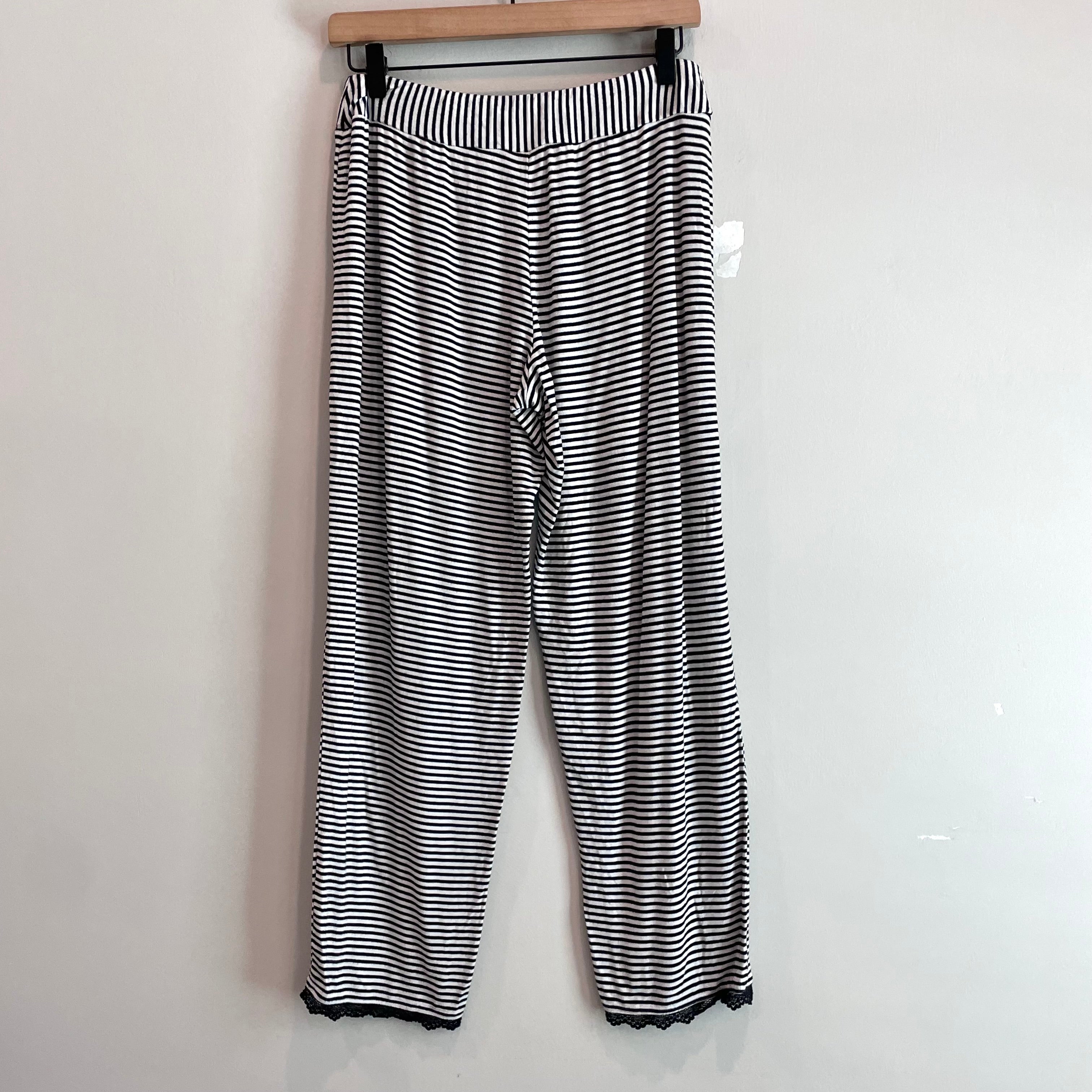 Striped Lace Trim Pajama Pants