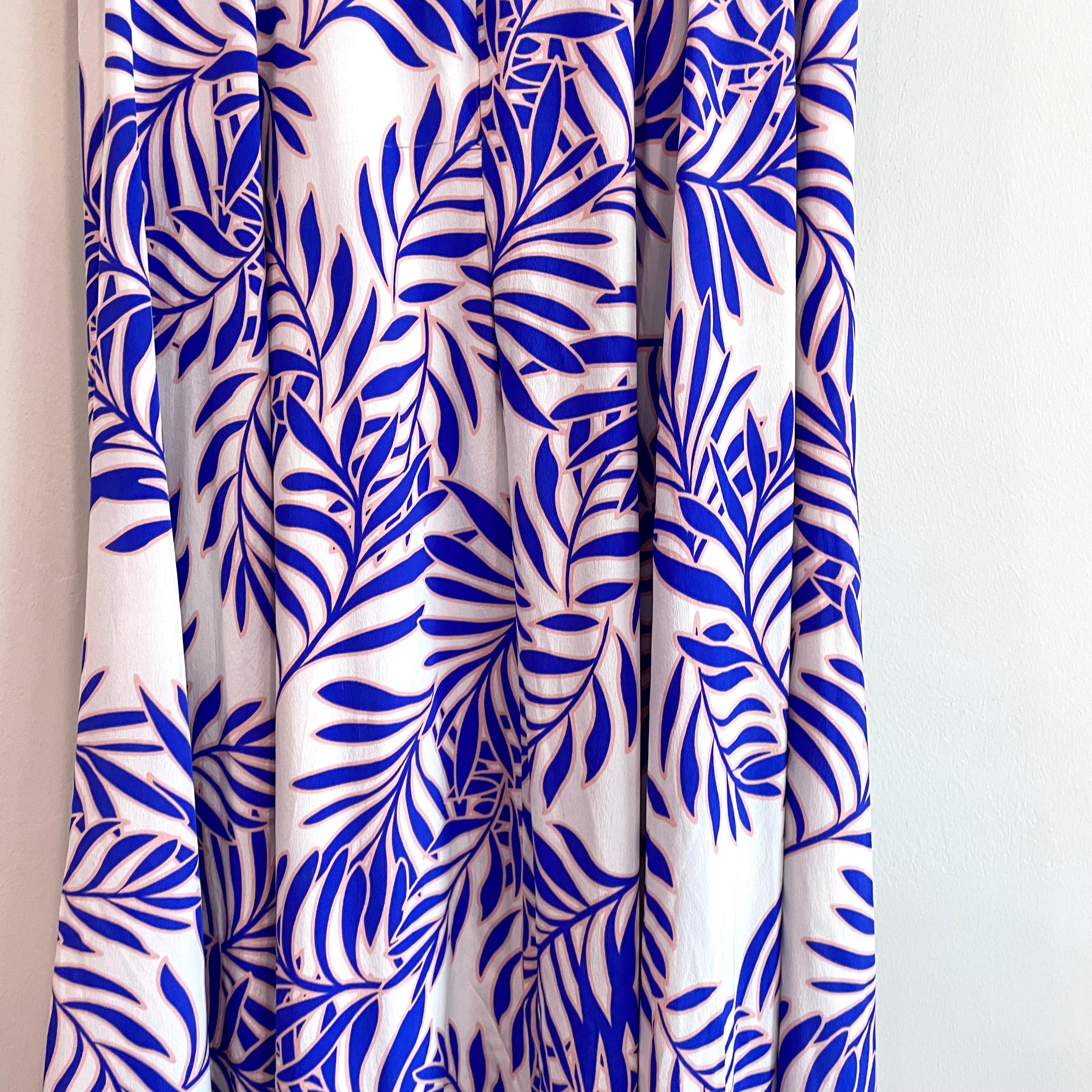 Leaf Pattern Silk Maxi Dress