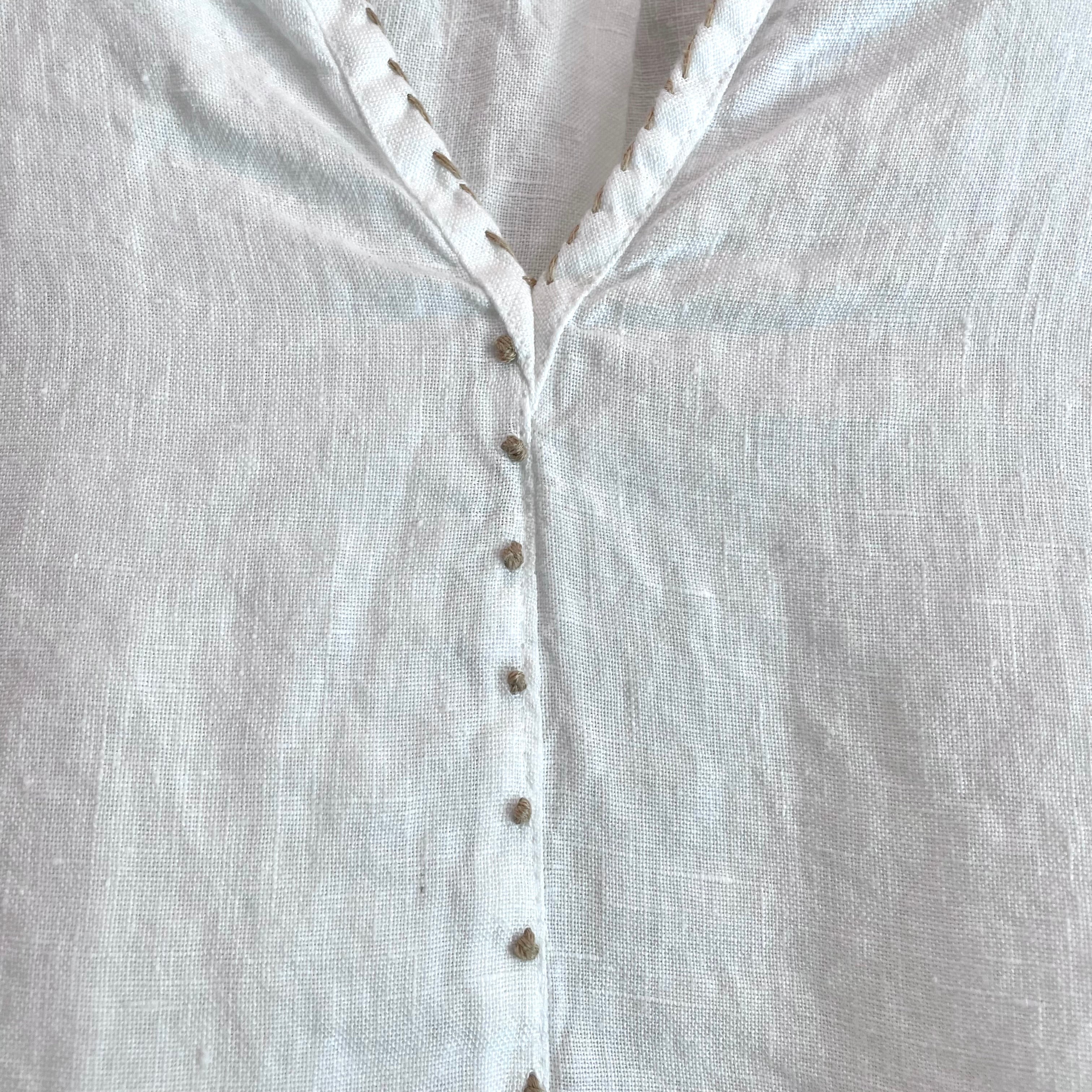 French Knot Stitched Linen Top