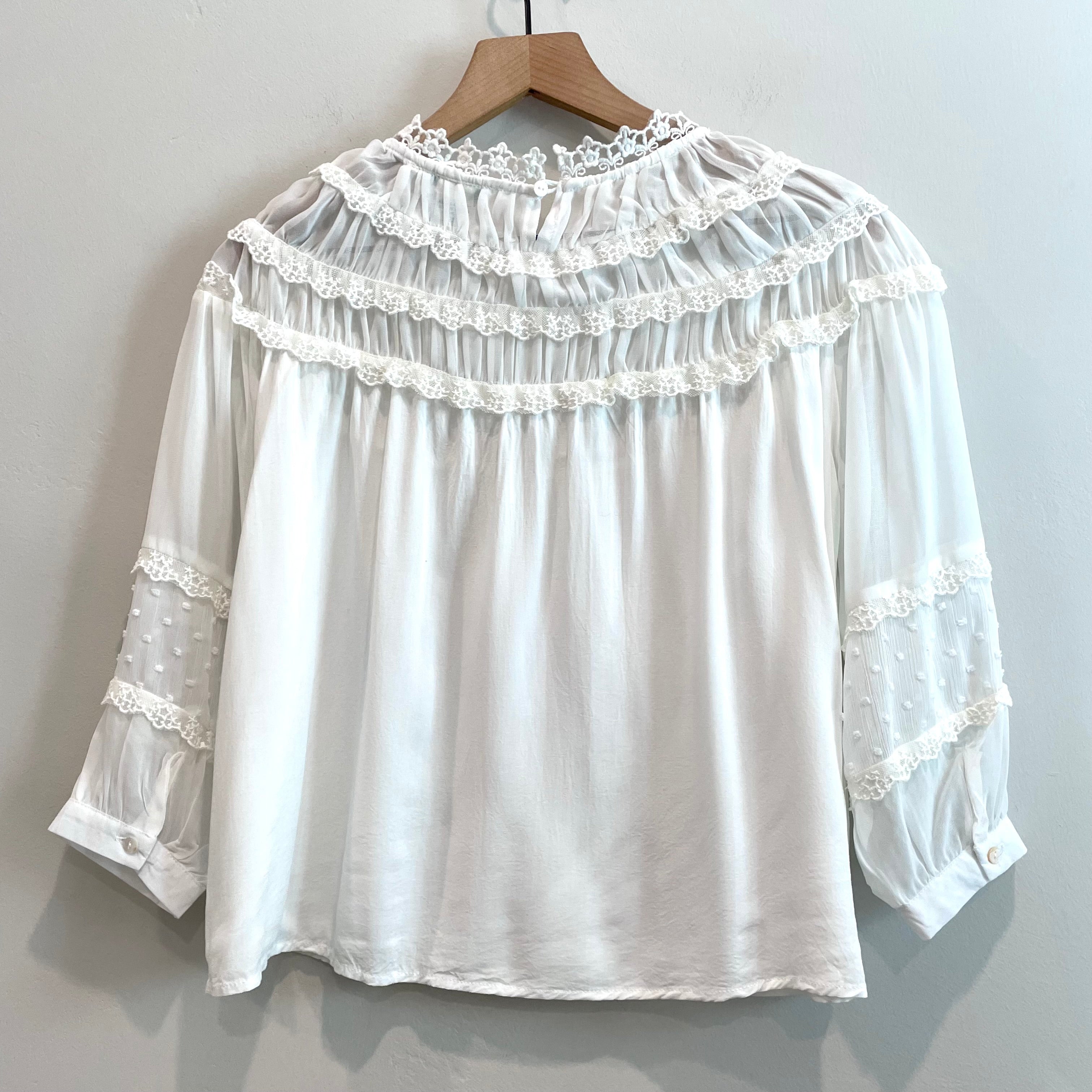 Ruffle Lace Neckline Top