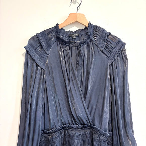 Pleated V-Neck Dress