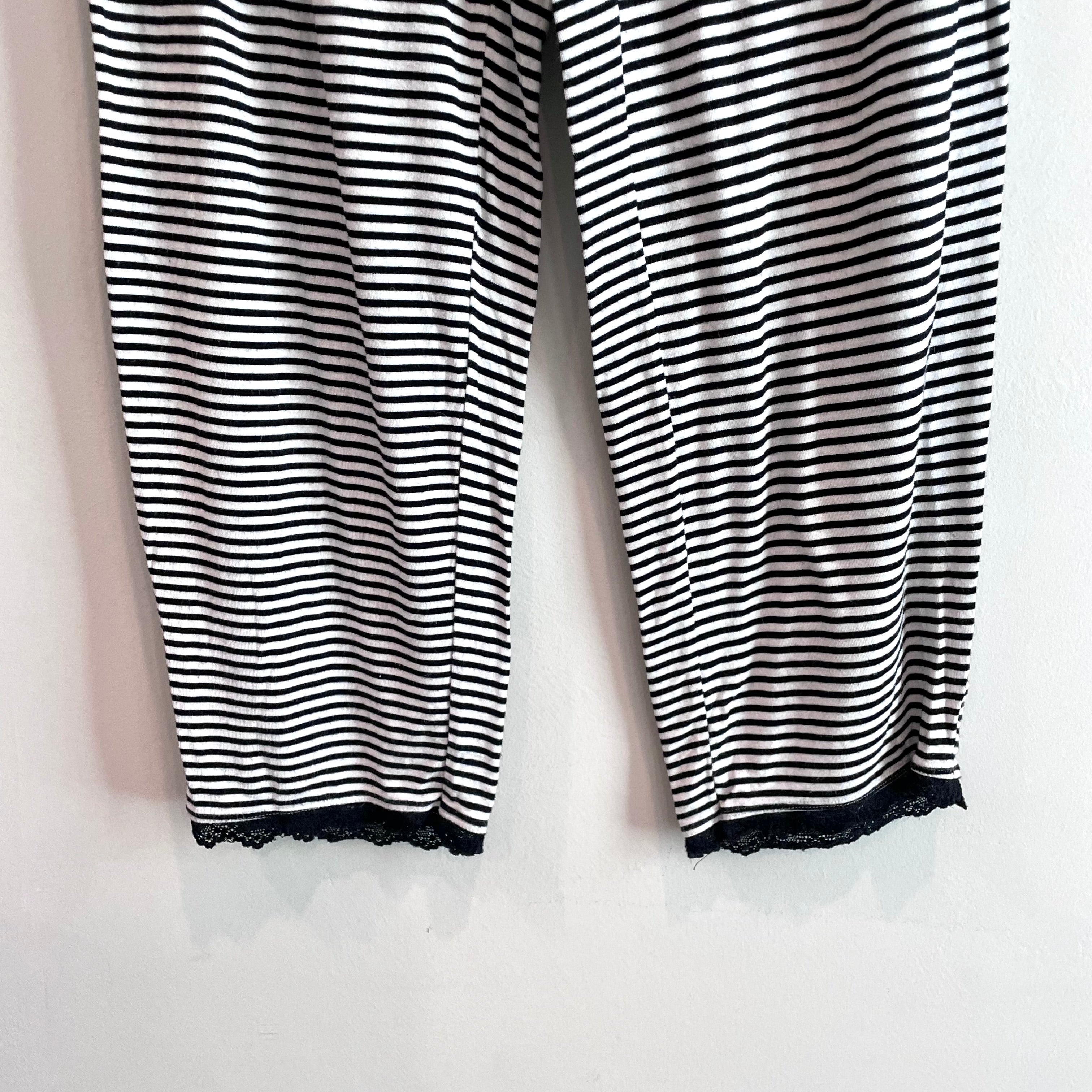 Striped Lace Trim Pajama Pants