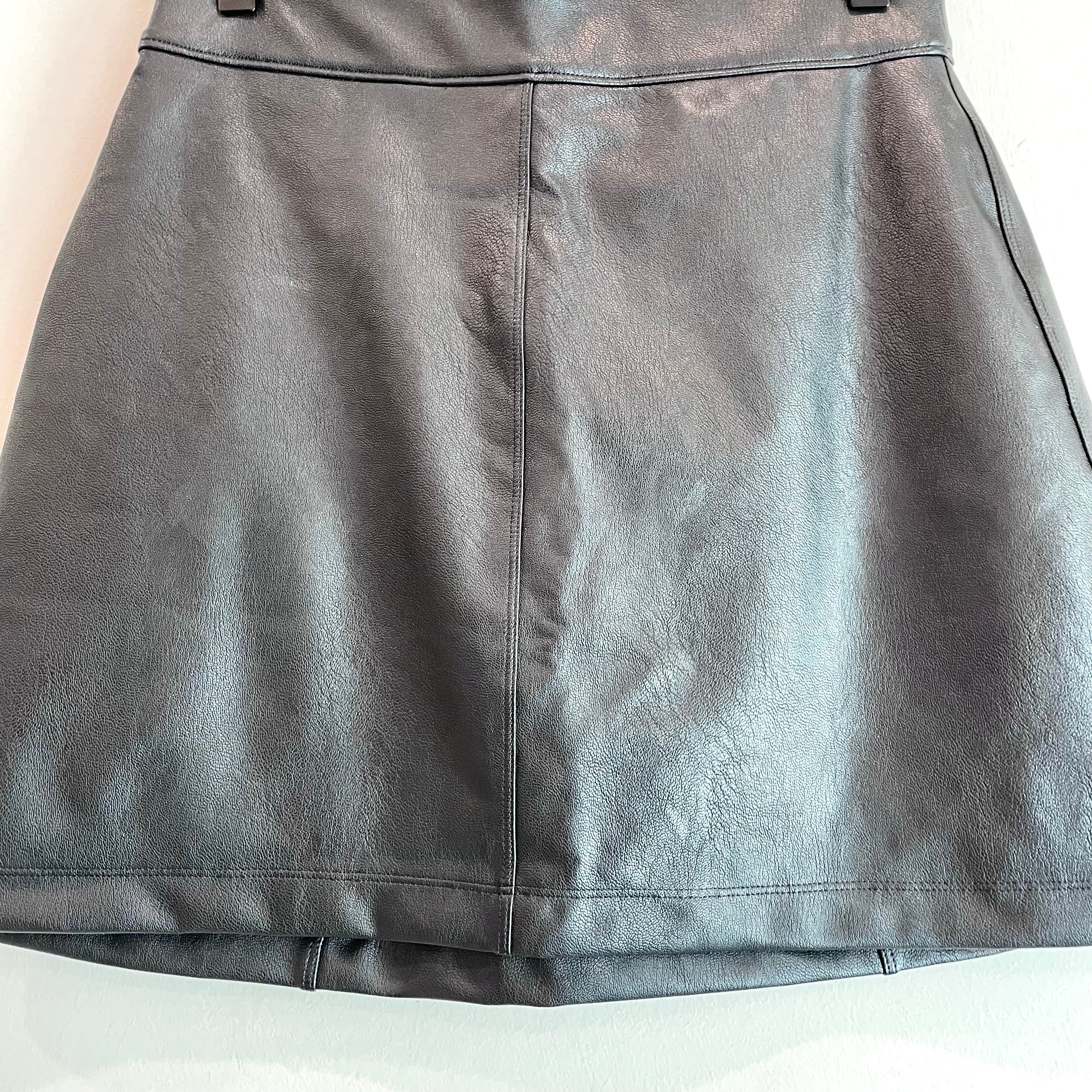 Pull On Faux Leather Skirt