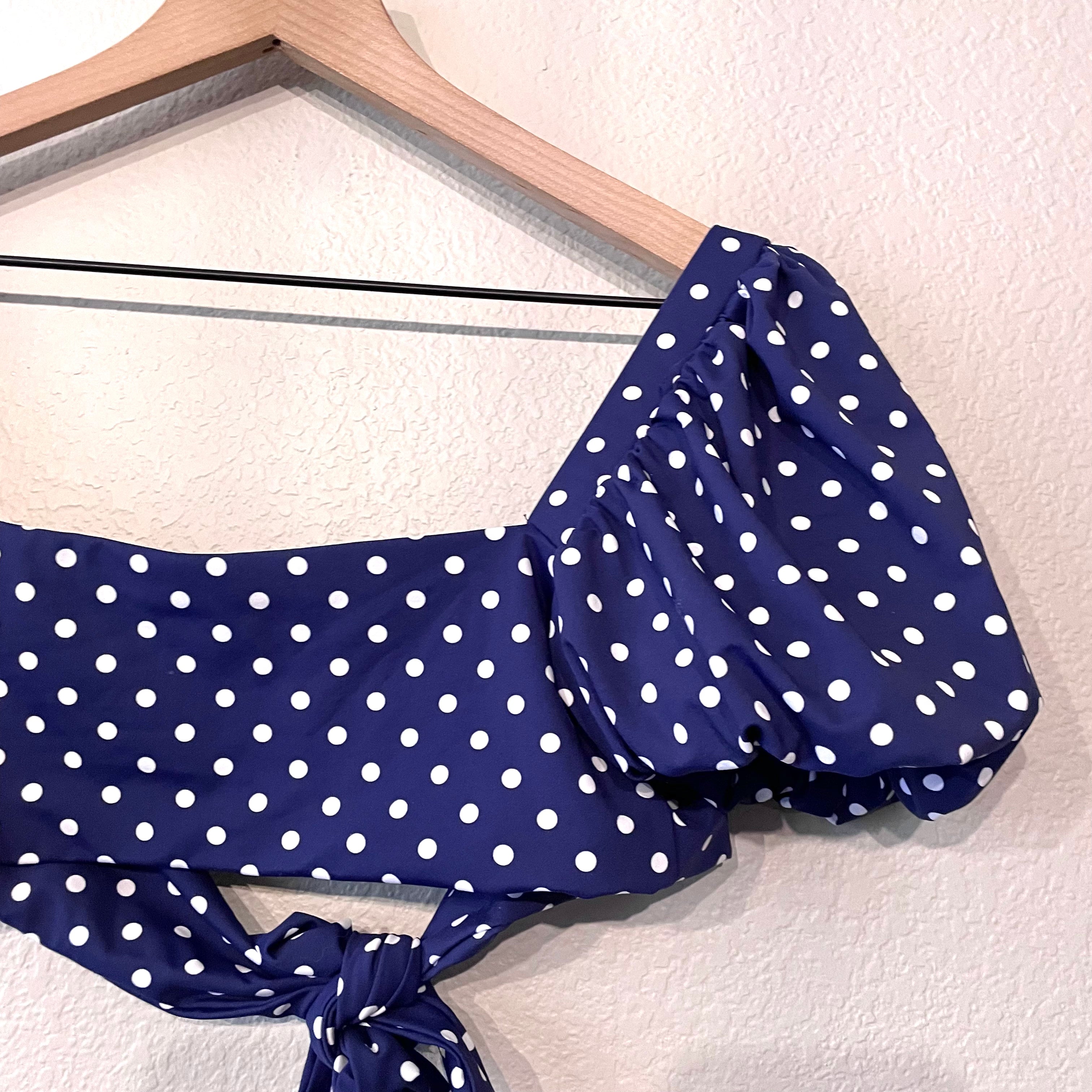 Polka Dot Puff Sleeve Swim Set