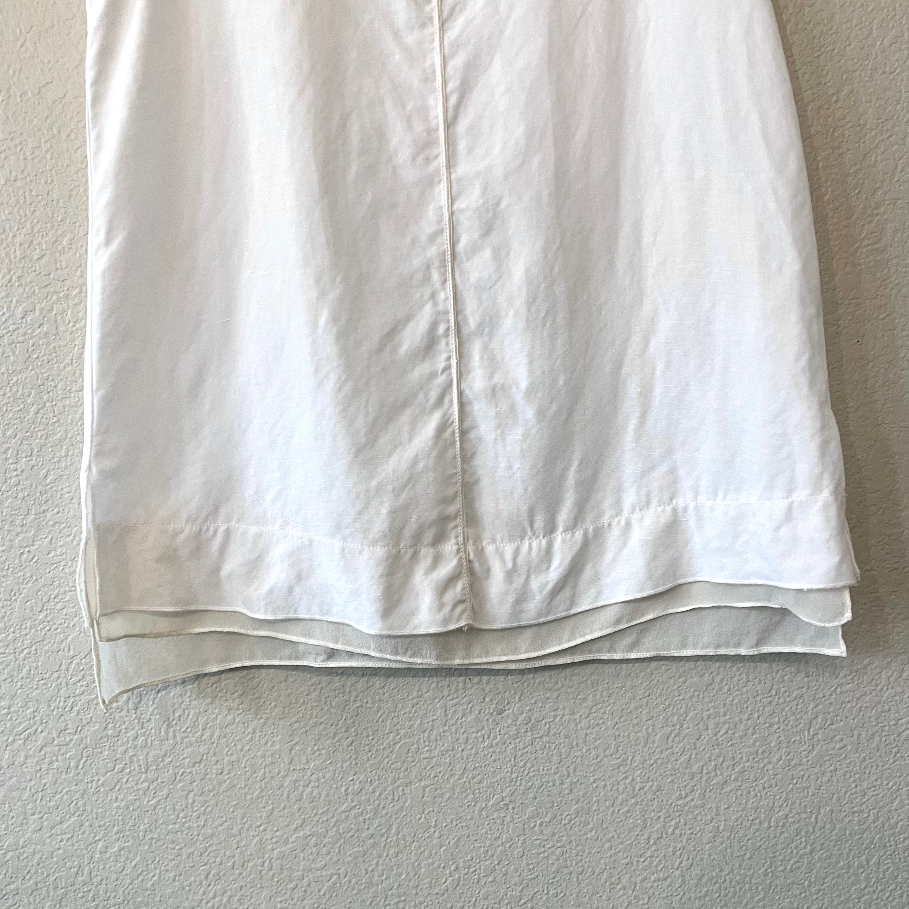 Linen Blend Silk Trim Top