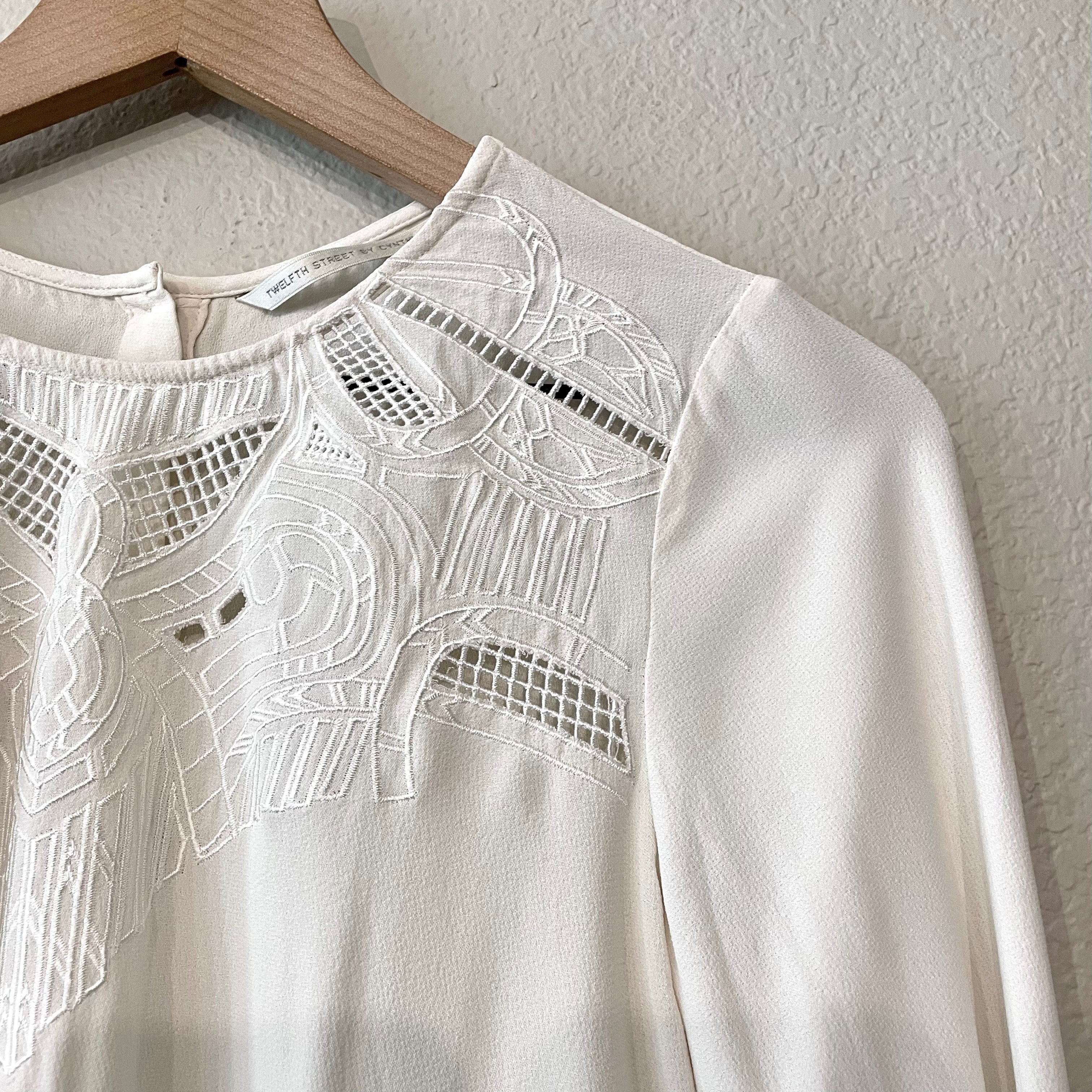 Long Sleeve Eyelet Blouse