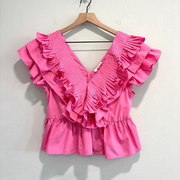 Ruffle Pleated Peplum Top