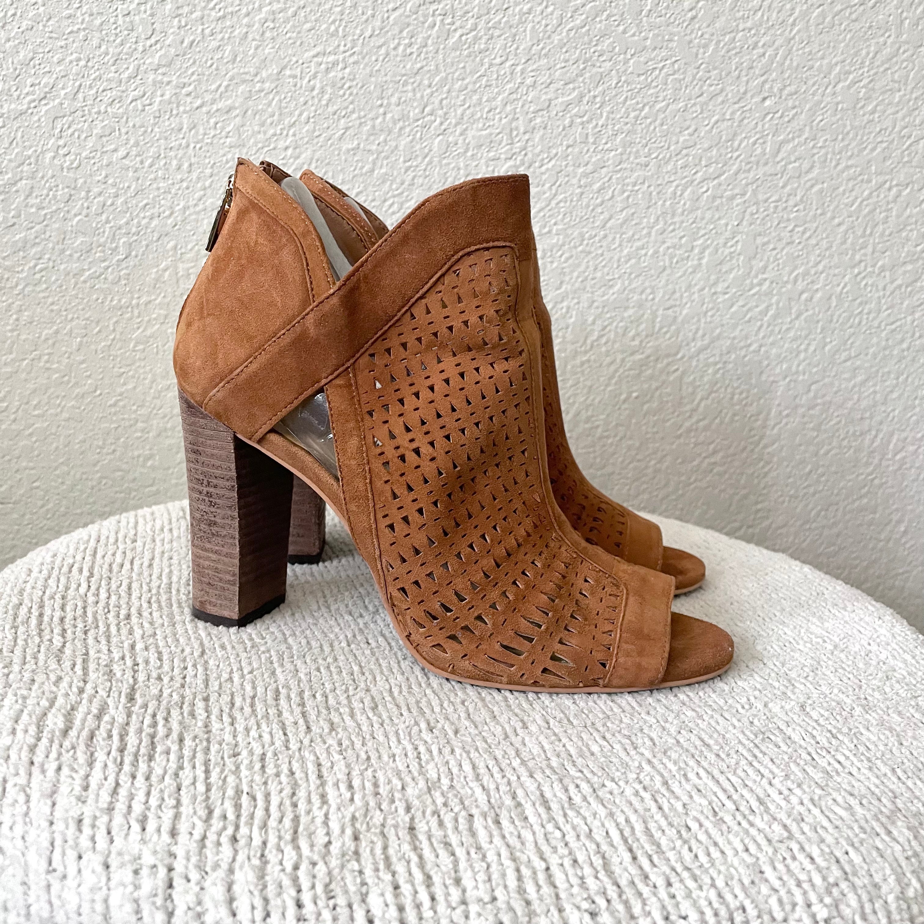 Laser Cut Open Toe Bootie