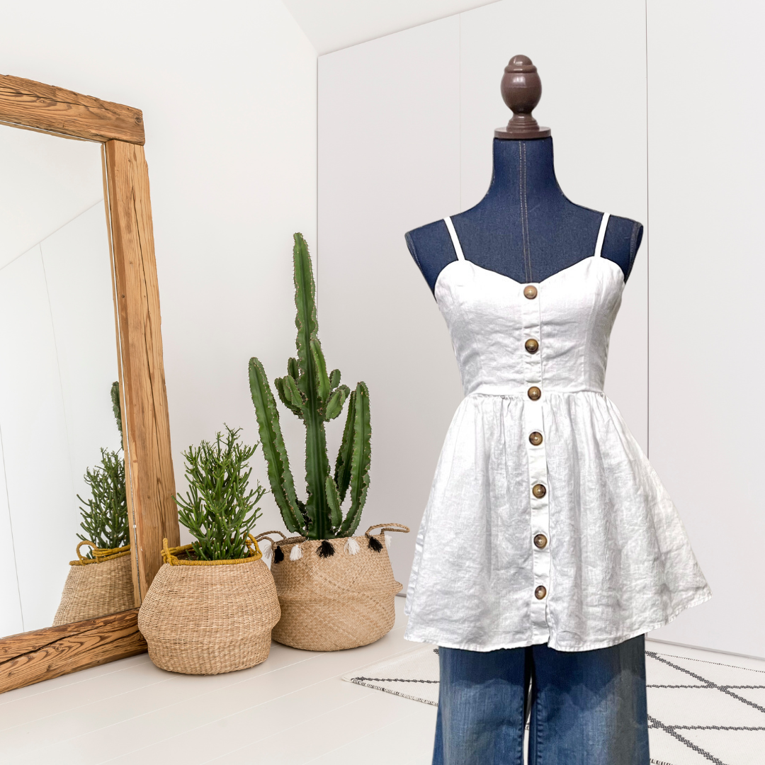 Linen Button Down Mini Dress