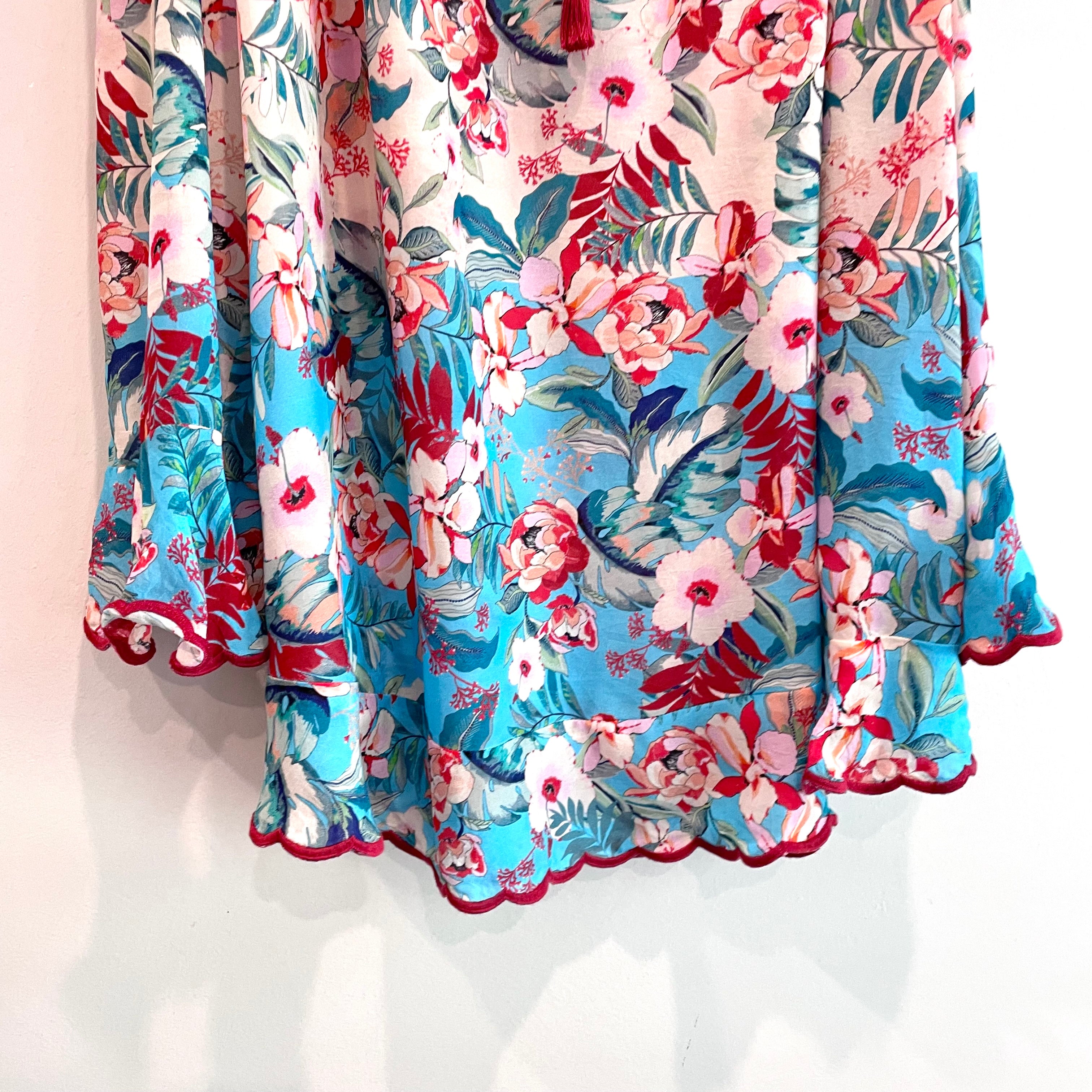 Cold Shoulder Floral Silk Top