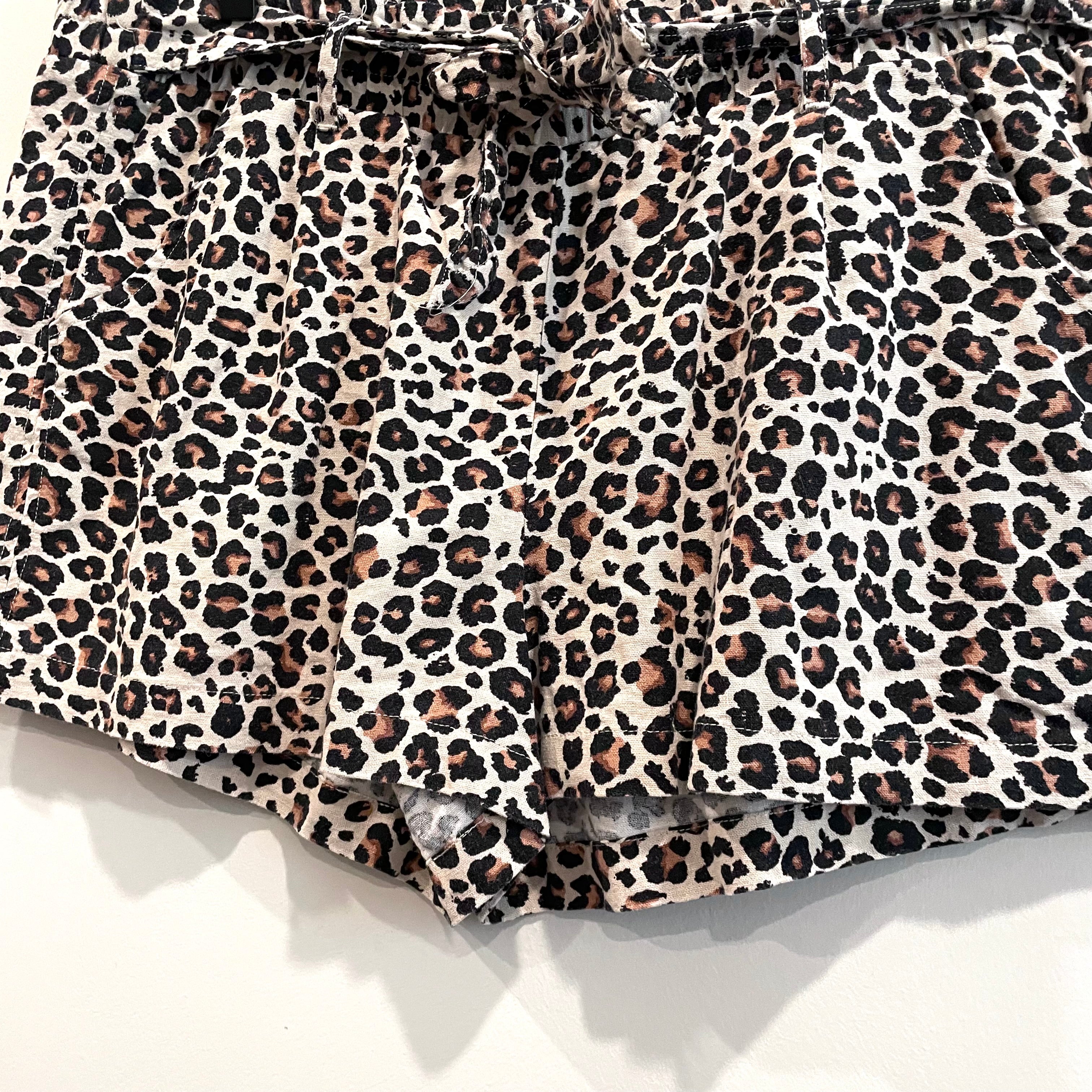 Linen Leopard Print Shorts