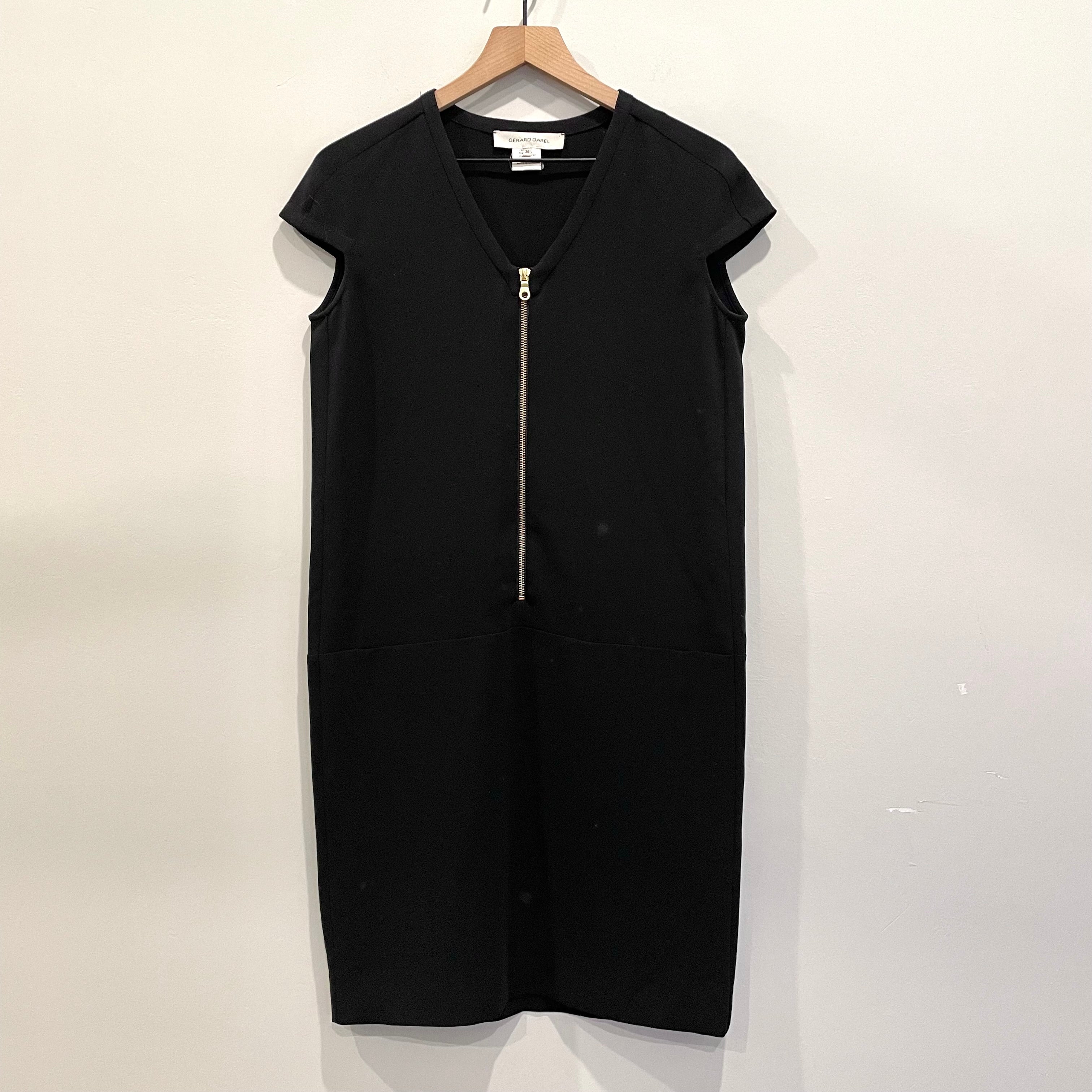 Zip Front Drop Waist Shift Dress