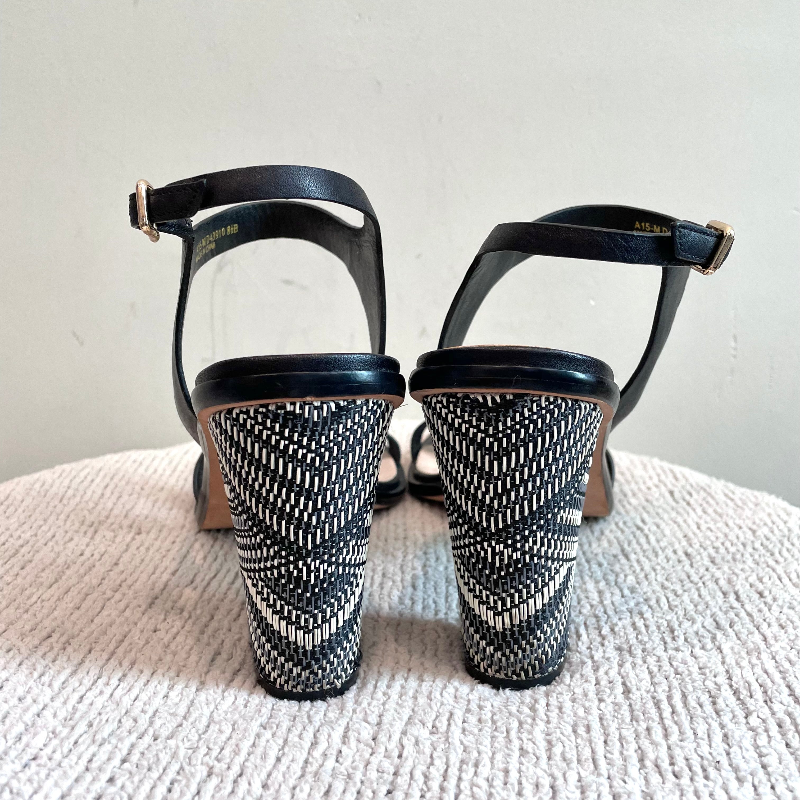 Woven Block Heel Sandals