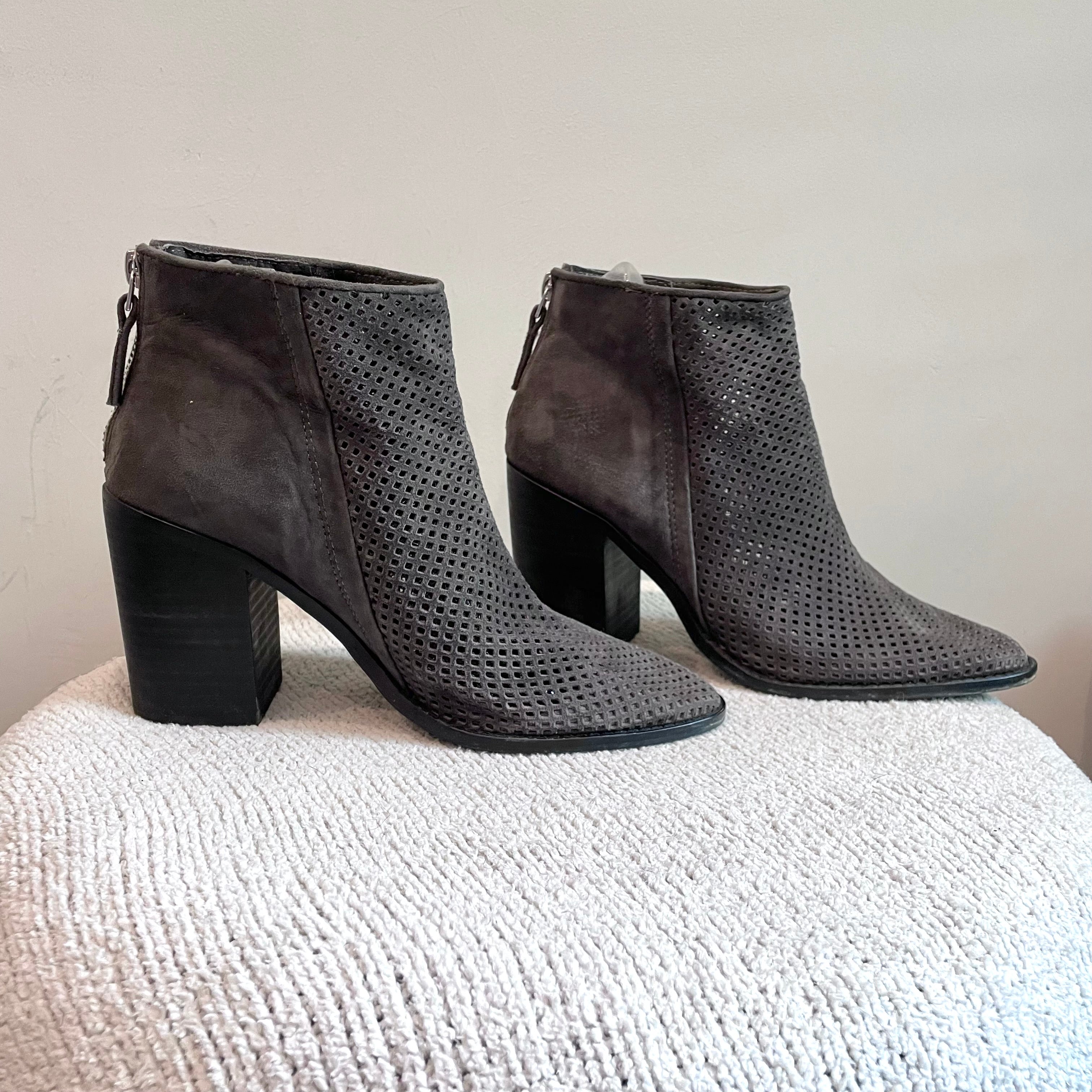 Perforated Suede Booties