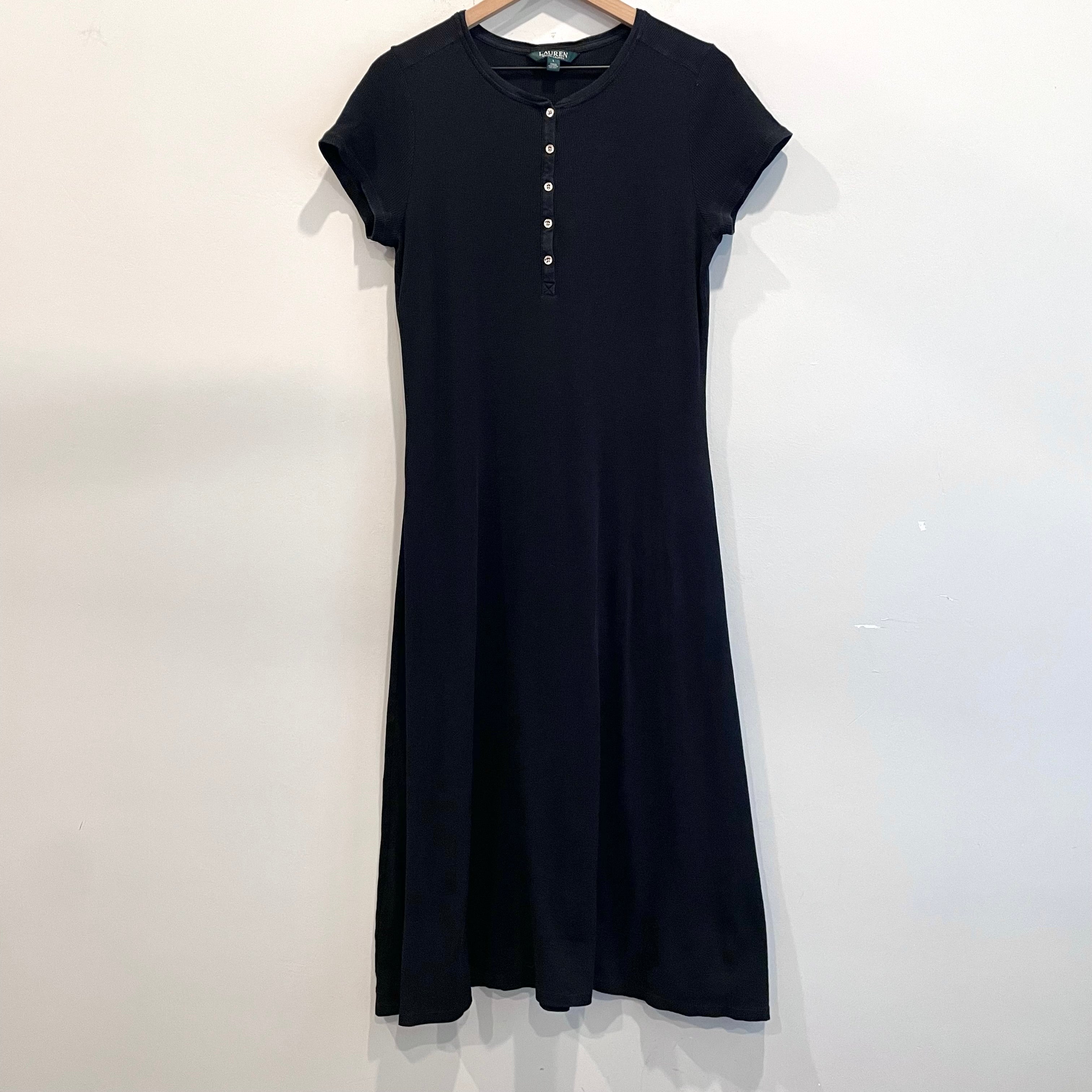 1/4 Button Short Sleeve Midi Dress