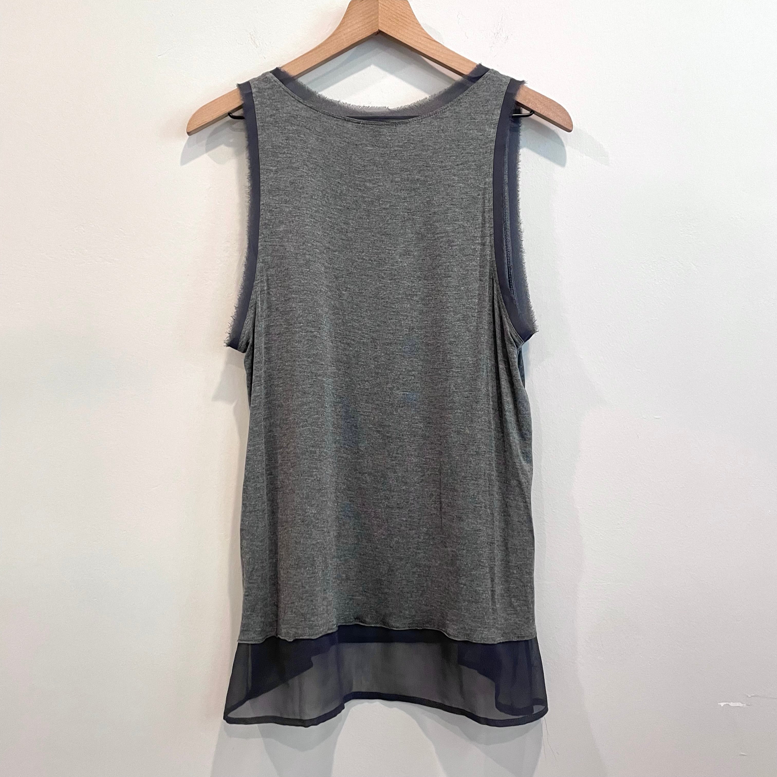 Semi-Sheer Trim Sleeveless Top