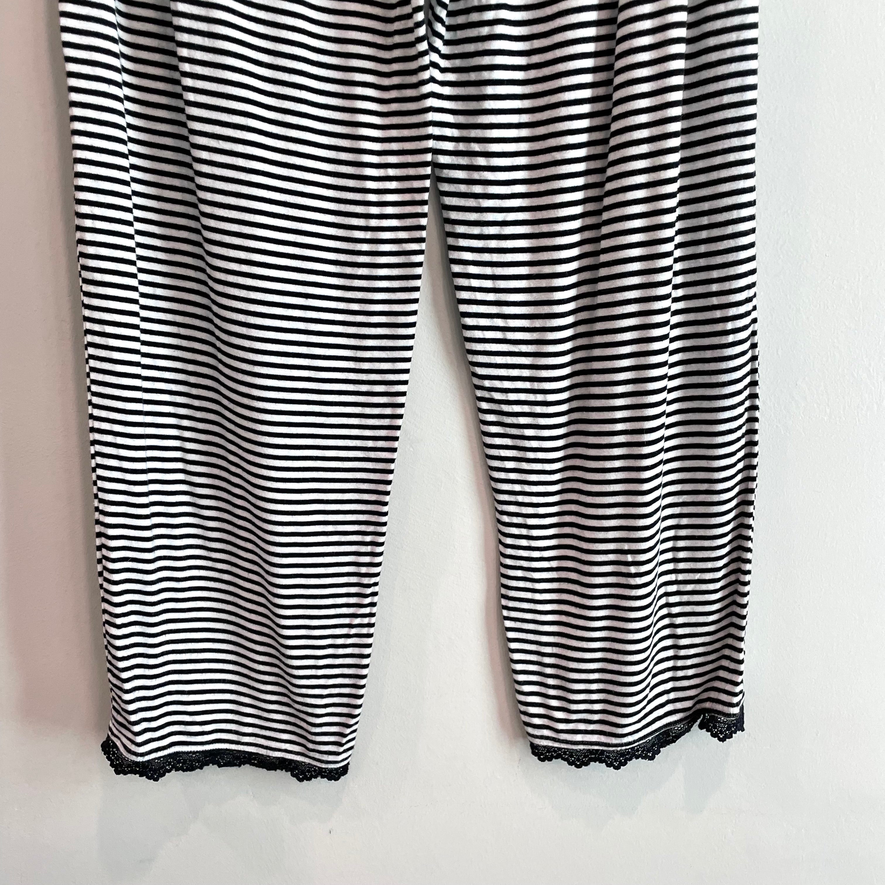 Striped Lace Trim Pajama Pants