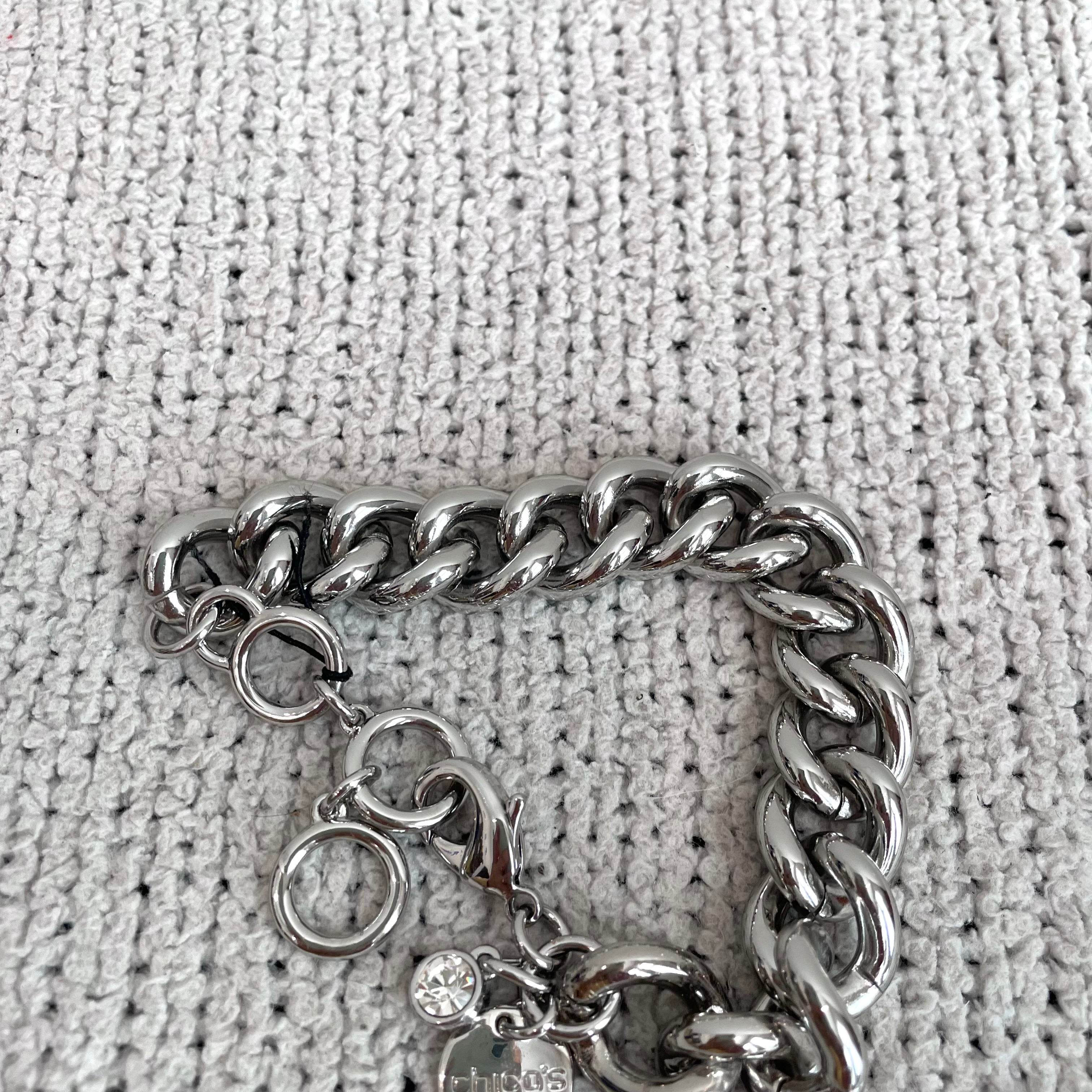 Heart Charm Chunky Chain Bracelet