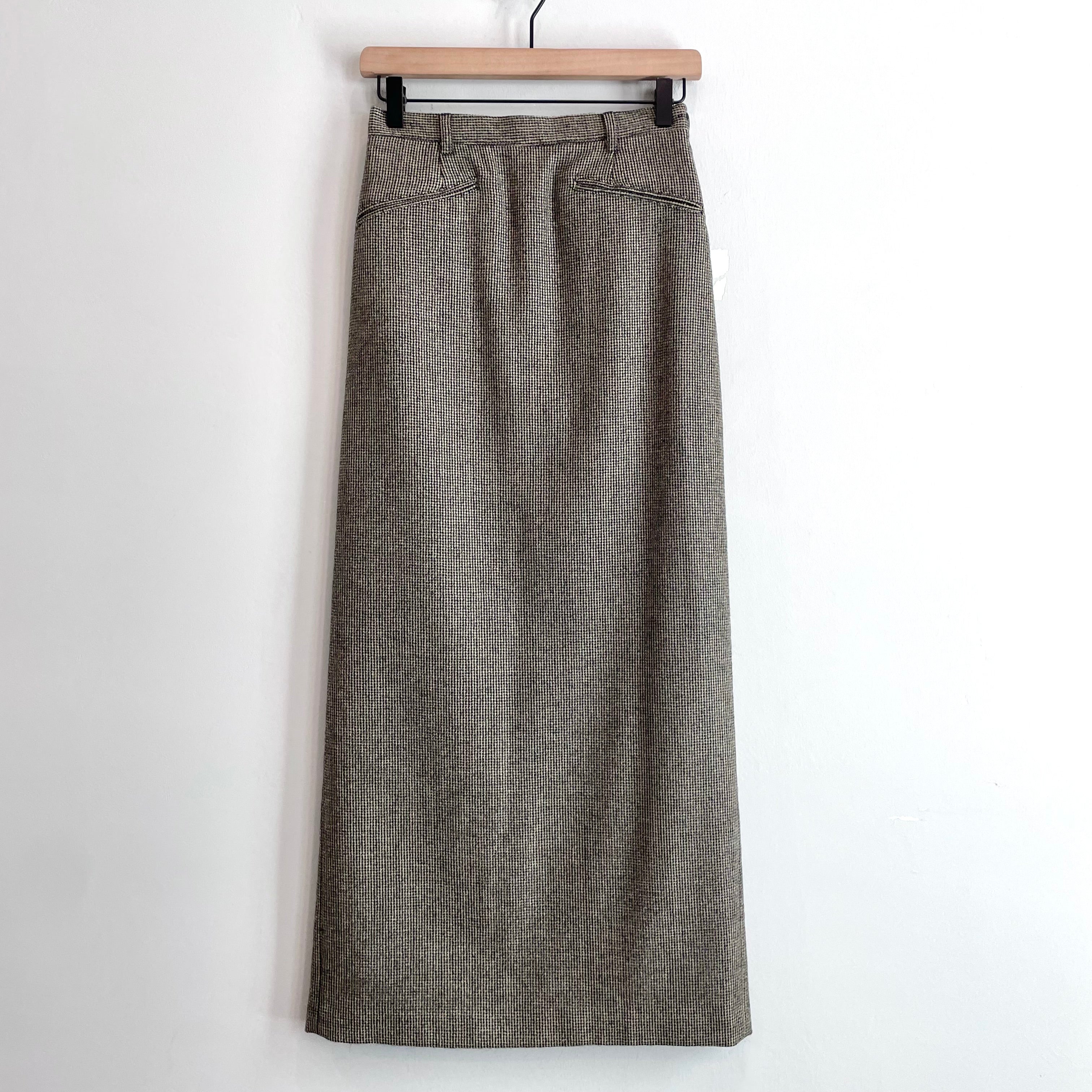 Plaid Wool Alpaca Maxi Skirt