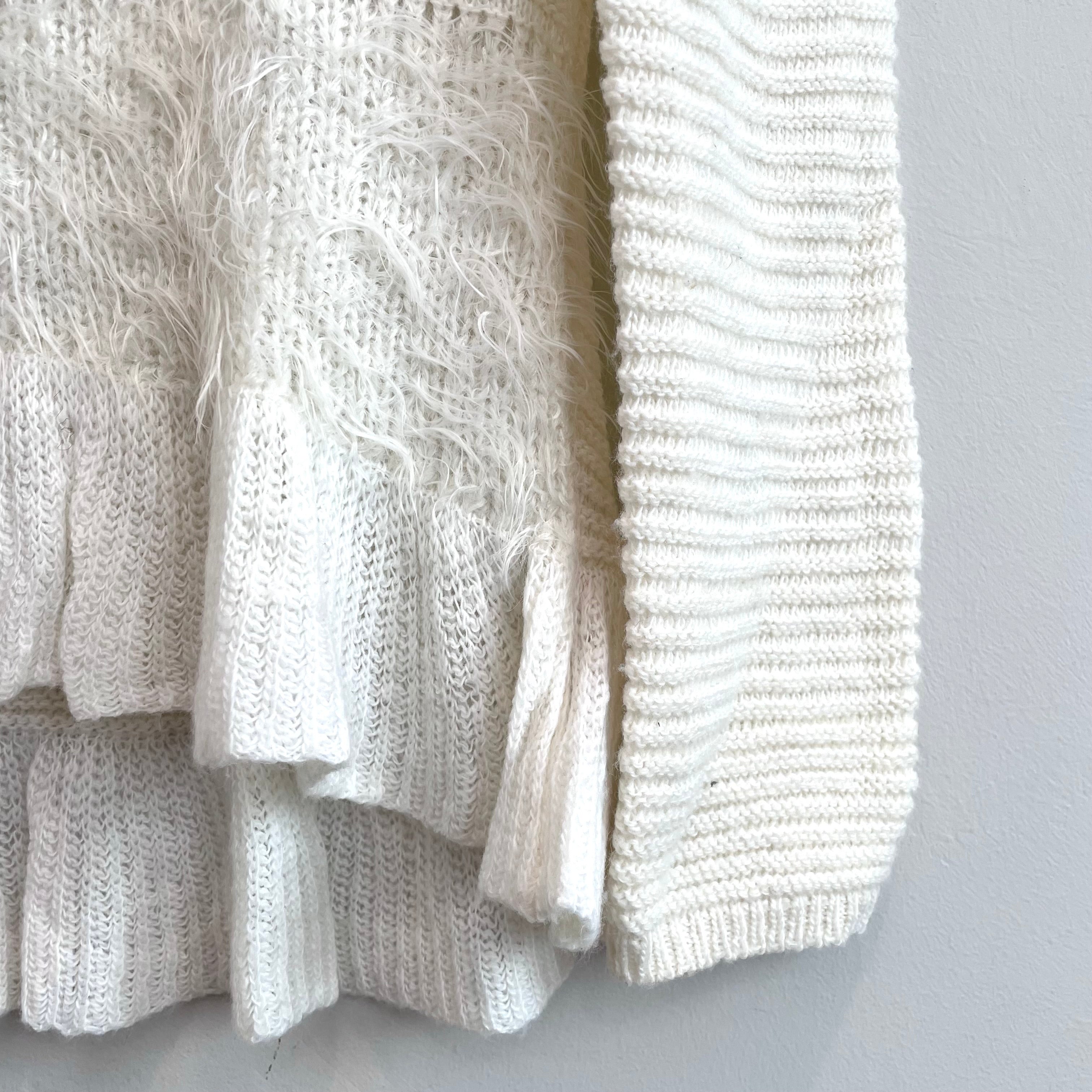 Fuzzy Ruffle Hem Knit Sweater