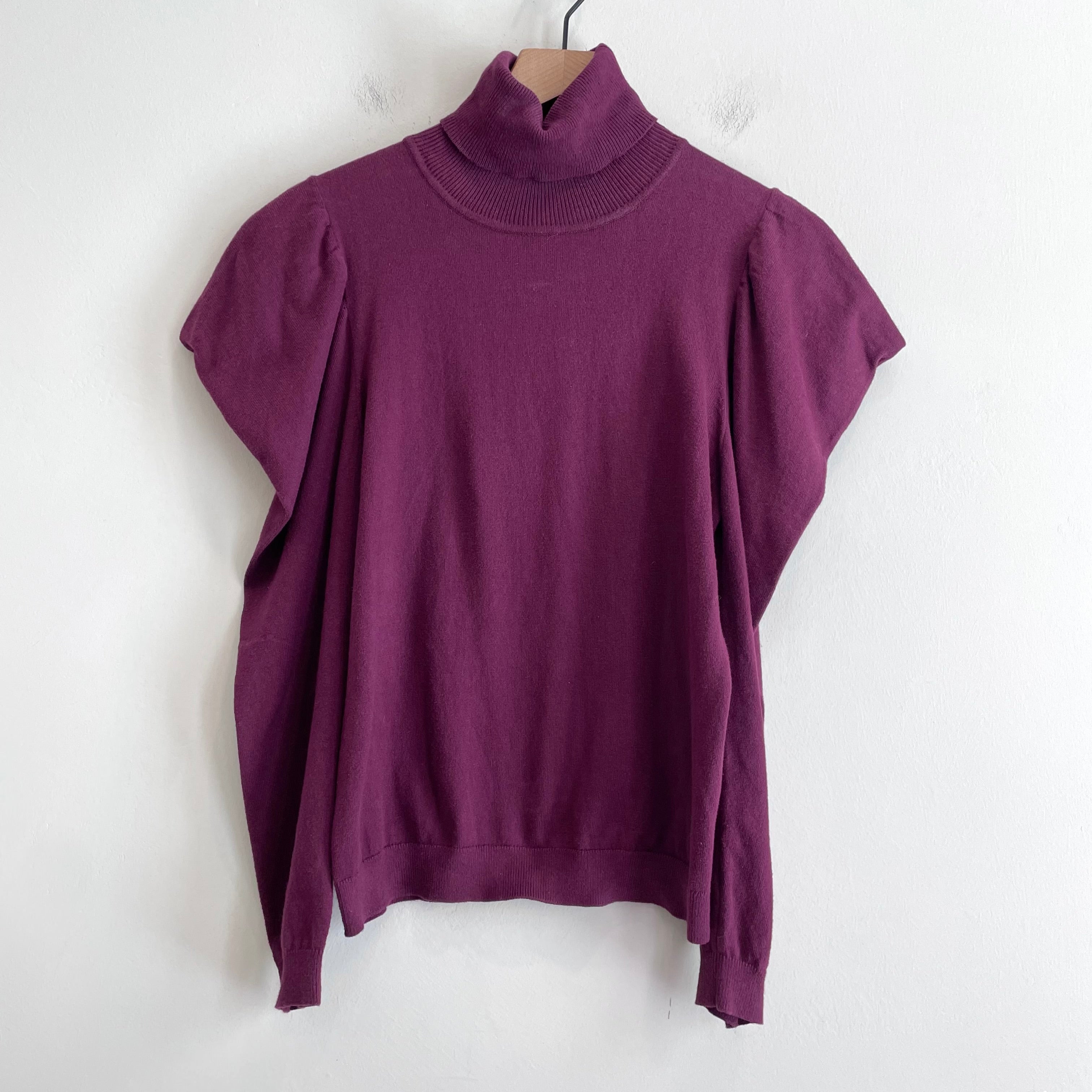 Puff Shoulder Turtleneck Sweater