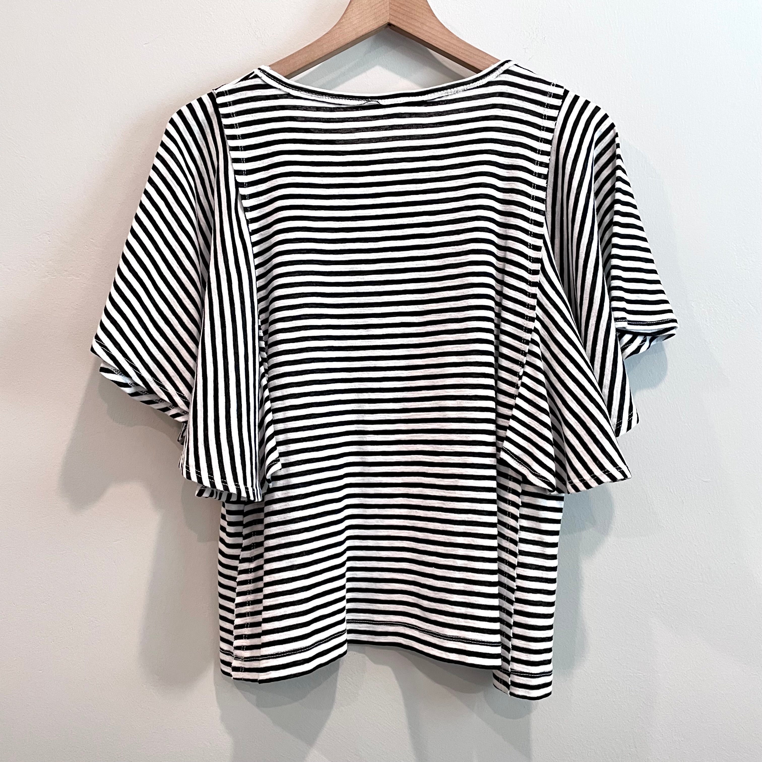 Striped Ruffle Sleeve Top