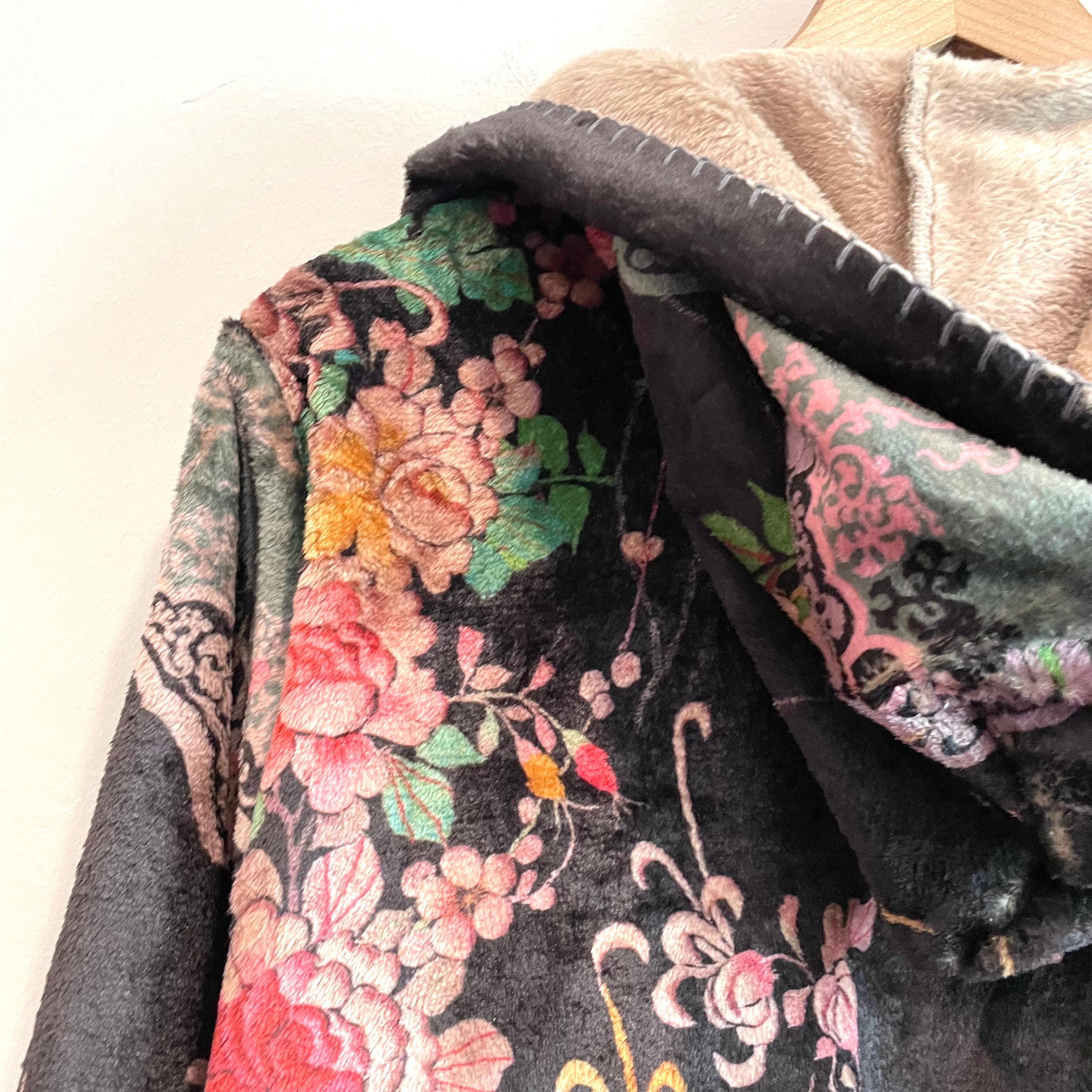 Floral Sherpa Sweater Jacket