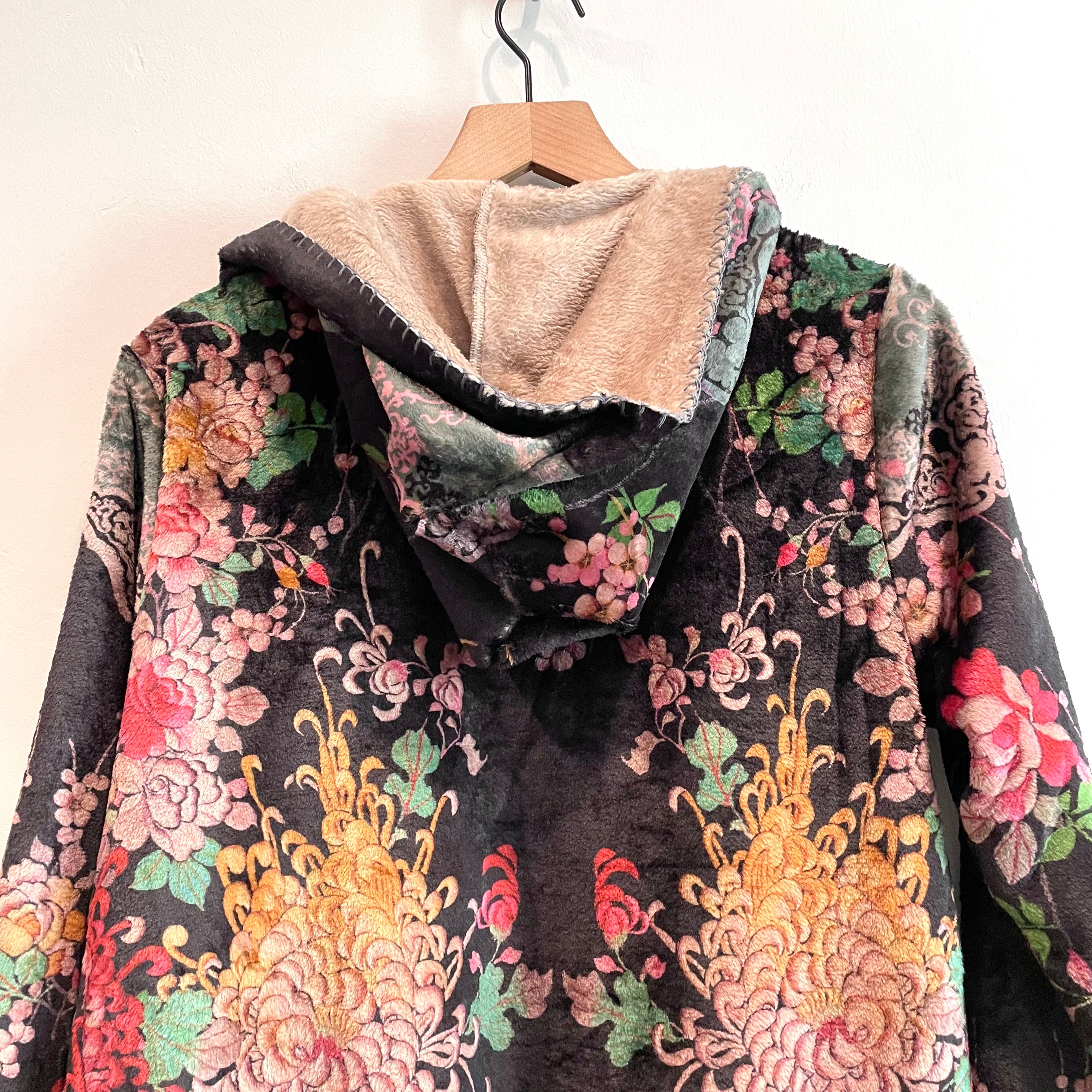 Floral Sherpa Sweater Jacket