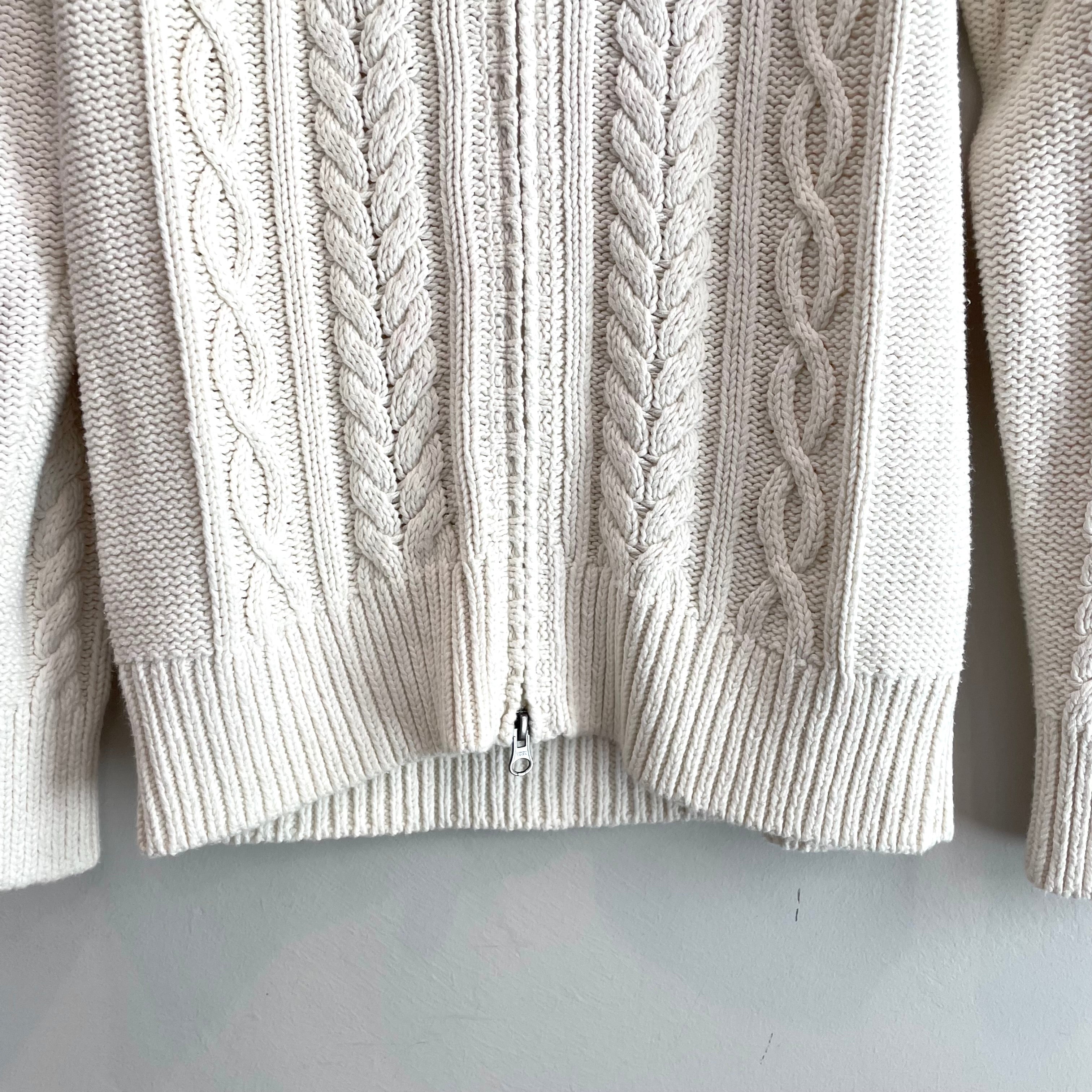 Cable Knit Zip Front Cardigan