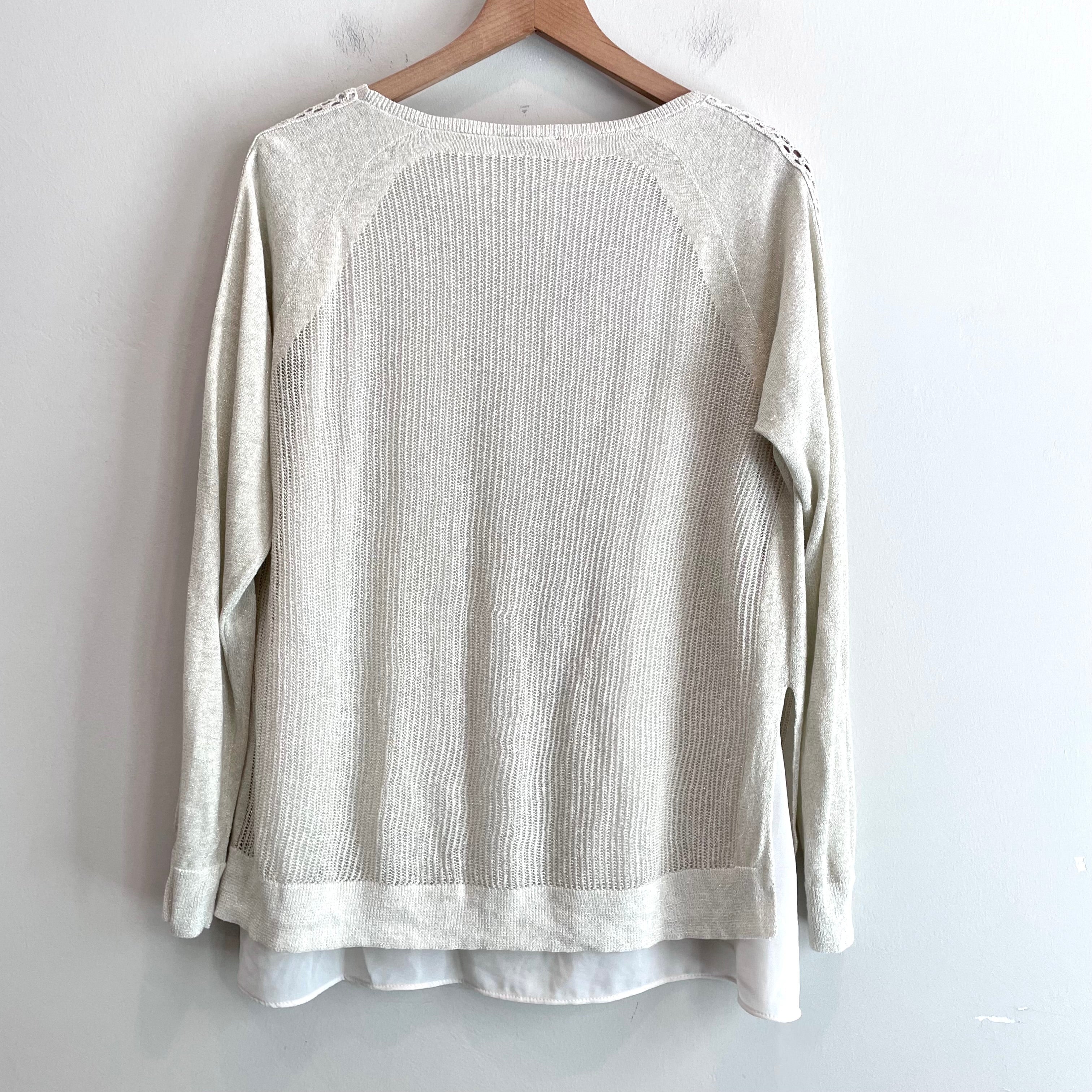 Open Knit Overlay Sweater